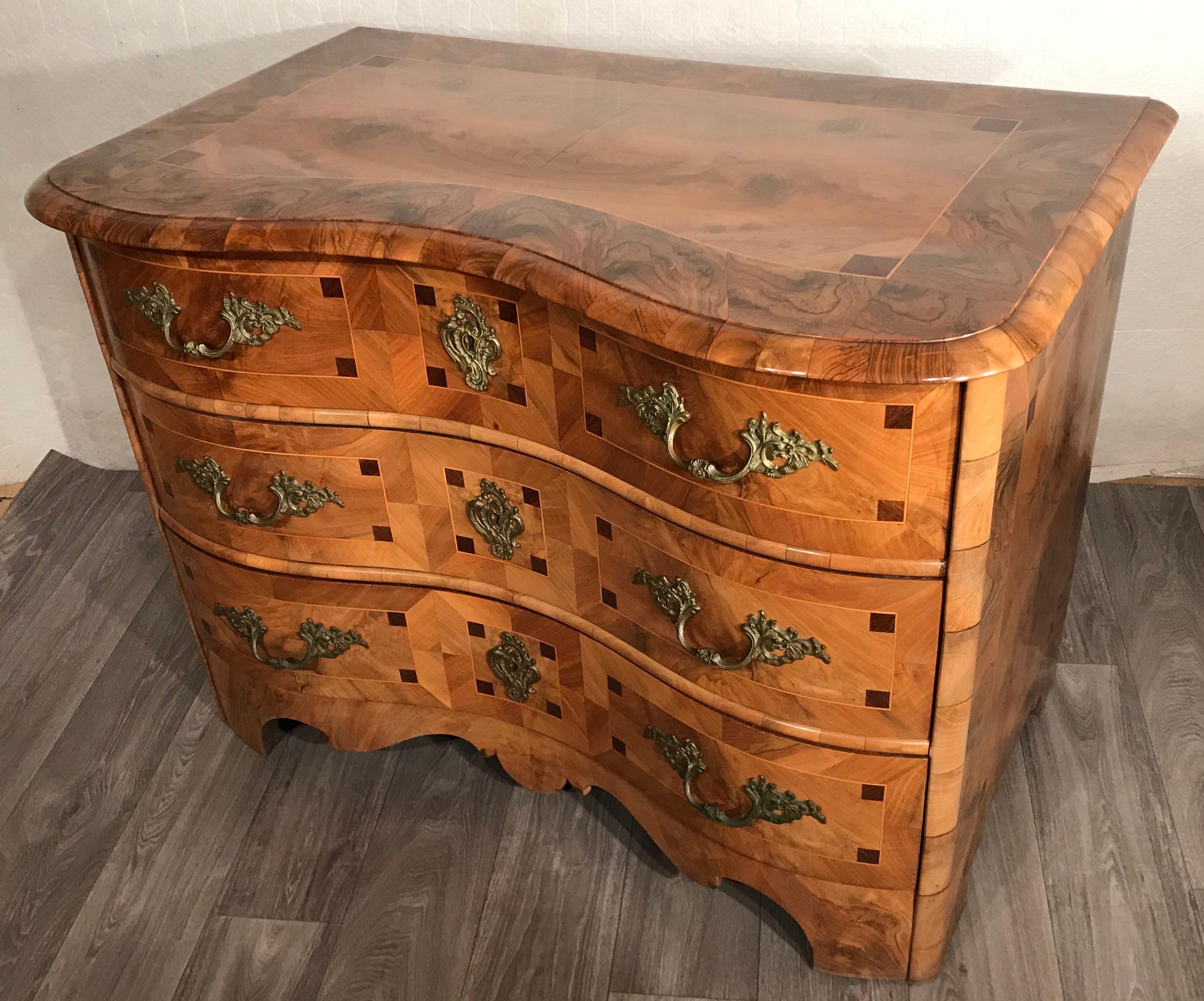 Walnut Baroque Style Chest of Drawers, Germany, 19th Century For Sale