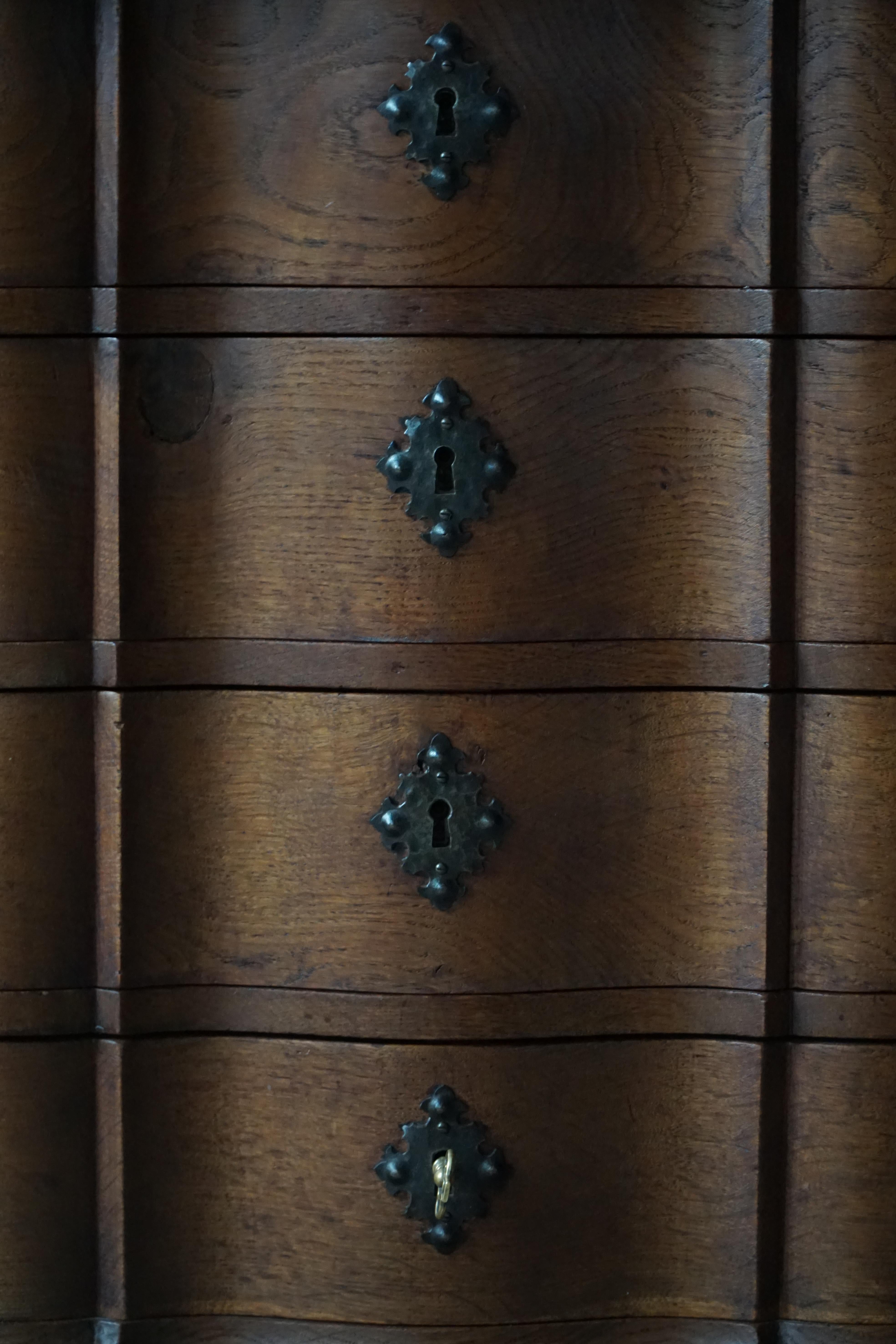 XX secolo Baroque-Style Chest of Drawers in Oak, Danish Cabinetmaker, Early 20th Century in vendita