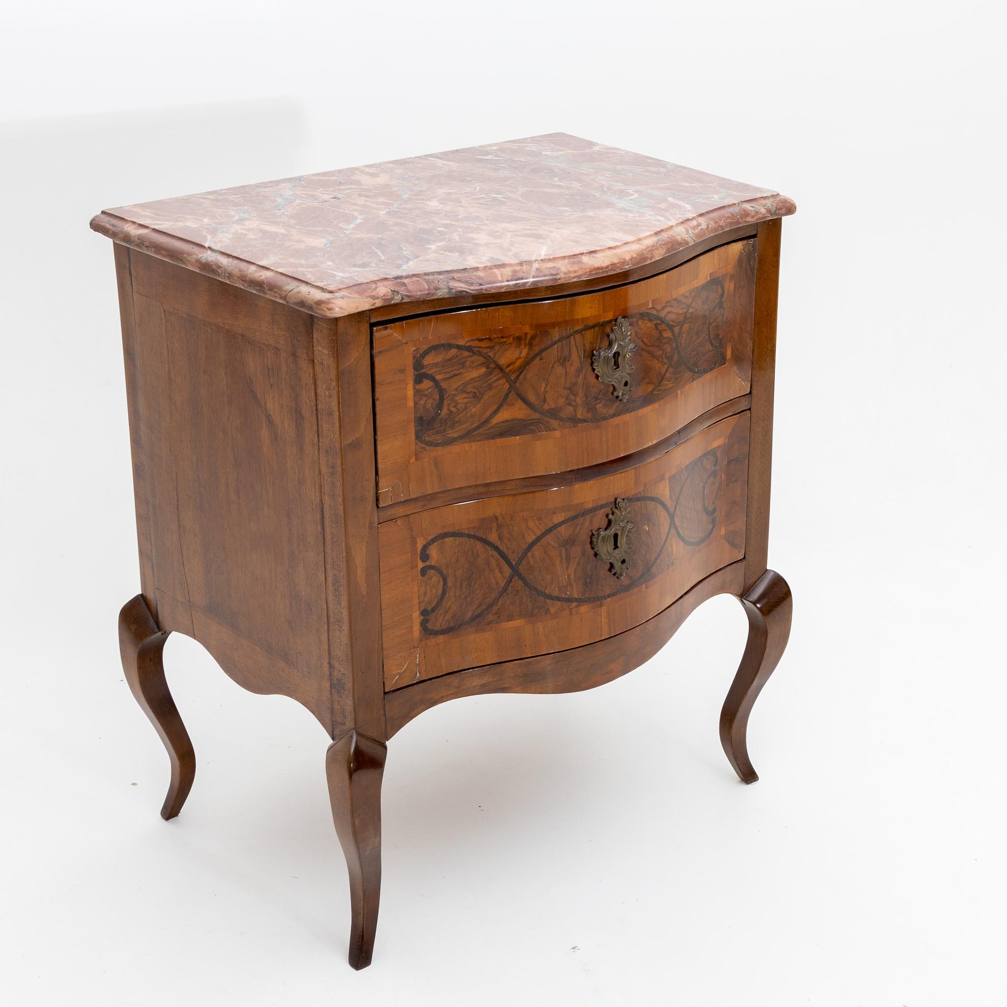 Baroque-Style Chest of Drawers with Marble Top, Walnut, Germany, 19th Century For Sale 3