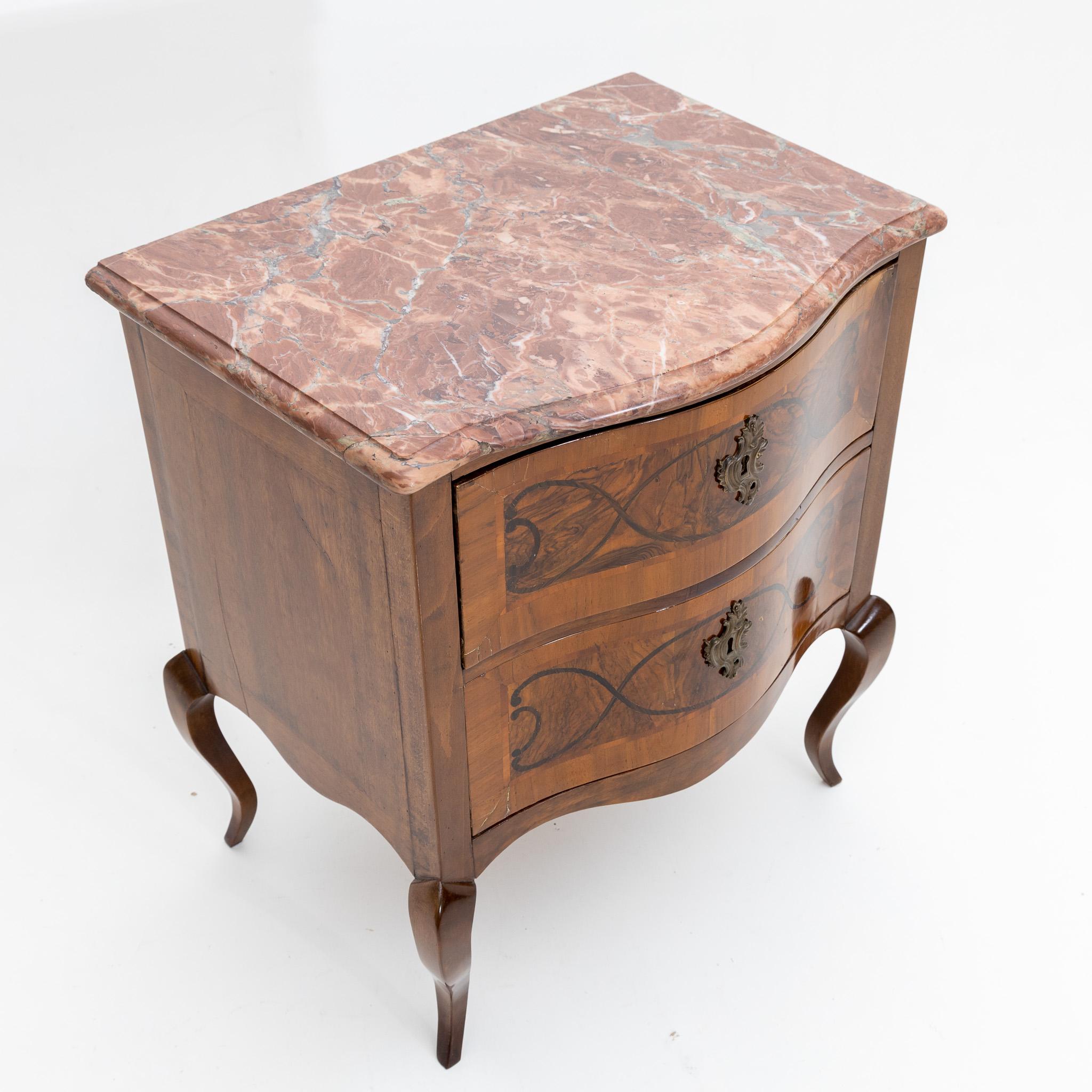 Baroque-Style Chest of Drawers with Marble Top, Walnut, Germany, 19th Century For Sale 4