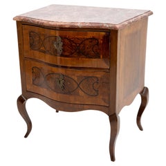 Antique Baroque-Style Chest of Drawers with Marble Top, Walnut, Germany, 19th Century