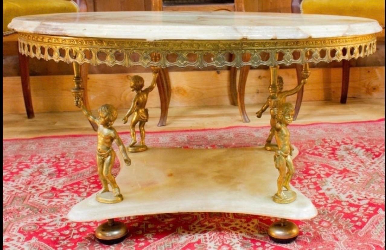 Baroque Style Coffee Table with Marble and Golden Brass, 20th Century 6