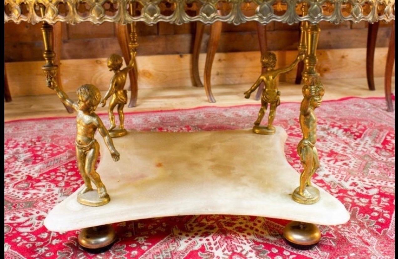 Baroque Style Coffee Table with Marble and Golden Brass, 20th Century 3