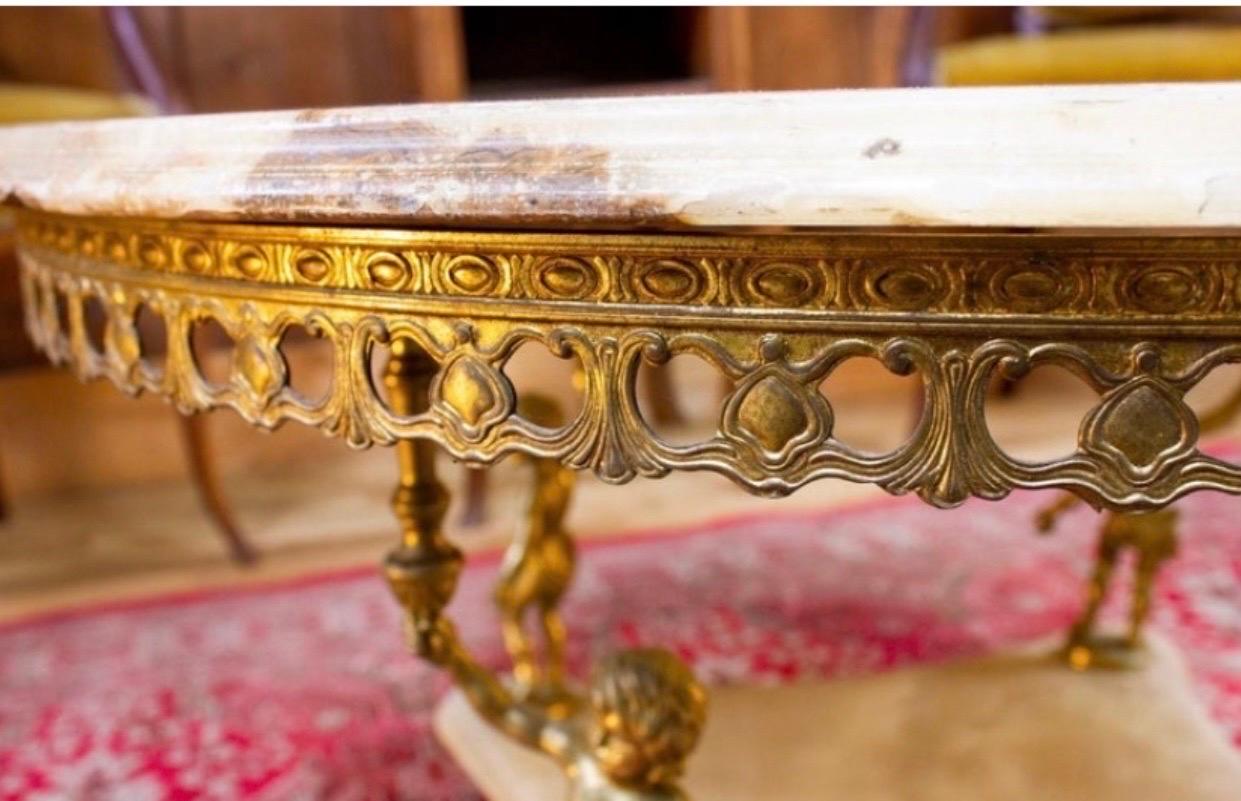 Baroque Style Coffee Table with Marble and Golden Brass, 20th Century 5
