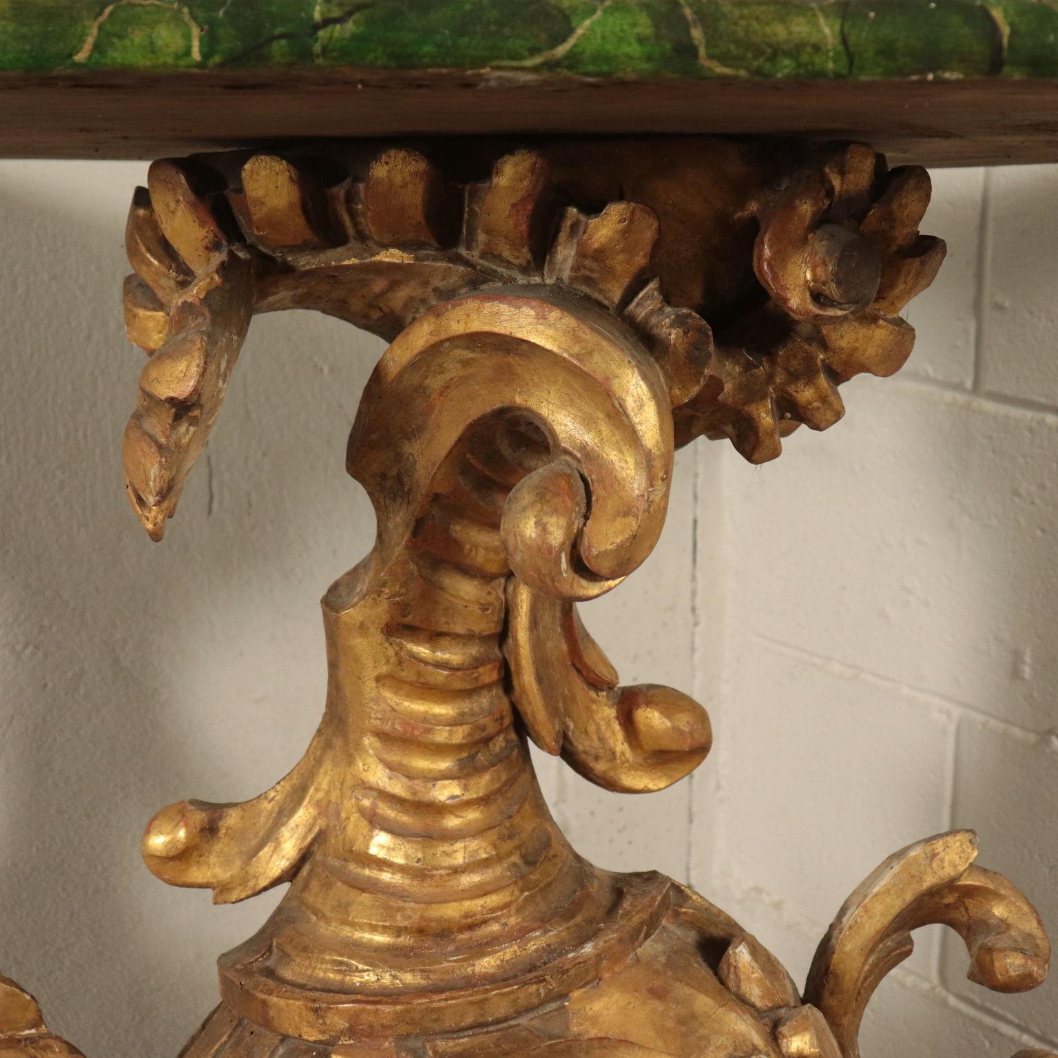 Gilt Baroque Style Console, Bronze and Linden, Italy, 20th Century