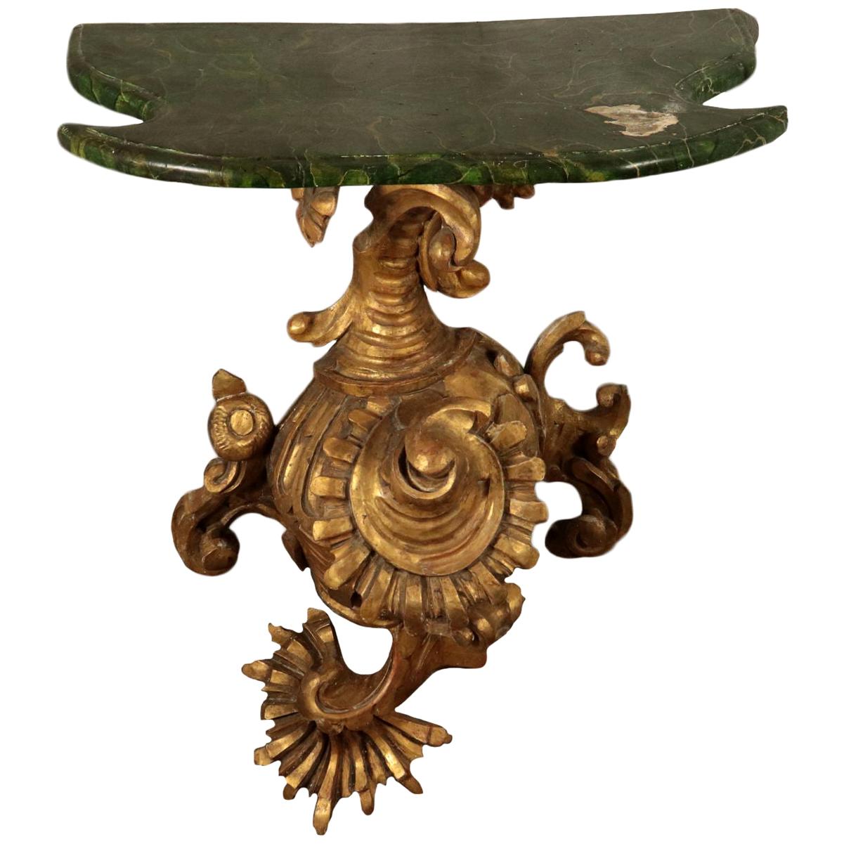 Baroque Style Console, Bronze and Linden, Italy, 20th Century