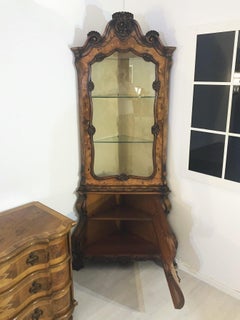 Baroque Style Corner Vitrine Made of Walnut Wood