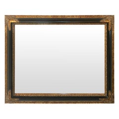 Baroque Style Ebony Wall Mirror with Tortoise & Gilt Design Frame