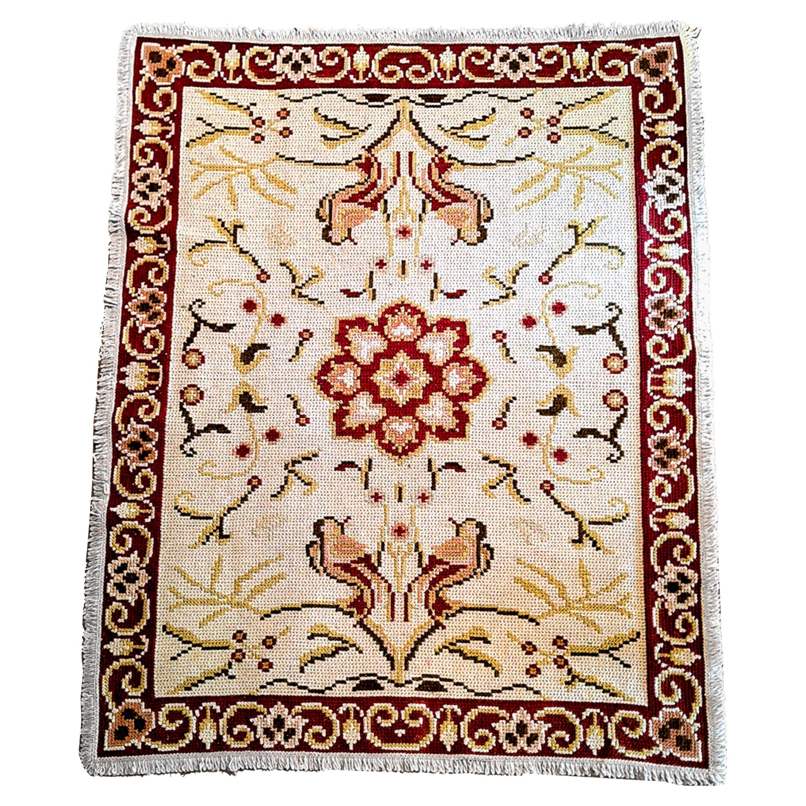 Baroque Style Embroidered Rug, 67.3 x 54.3 inches