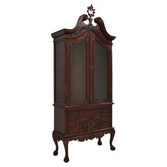 Vintage Baroque Style / English Style Display Cabinet Furniture in Mahogany, 1990