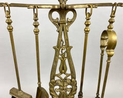 Kamin-Set im Barockstil  Antikes 4-teiliges Set aus Bronze-Accessoires