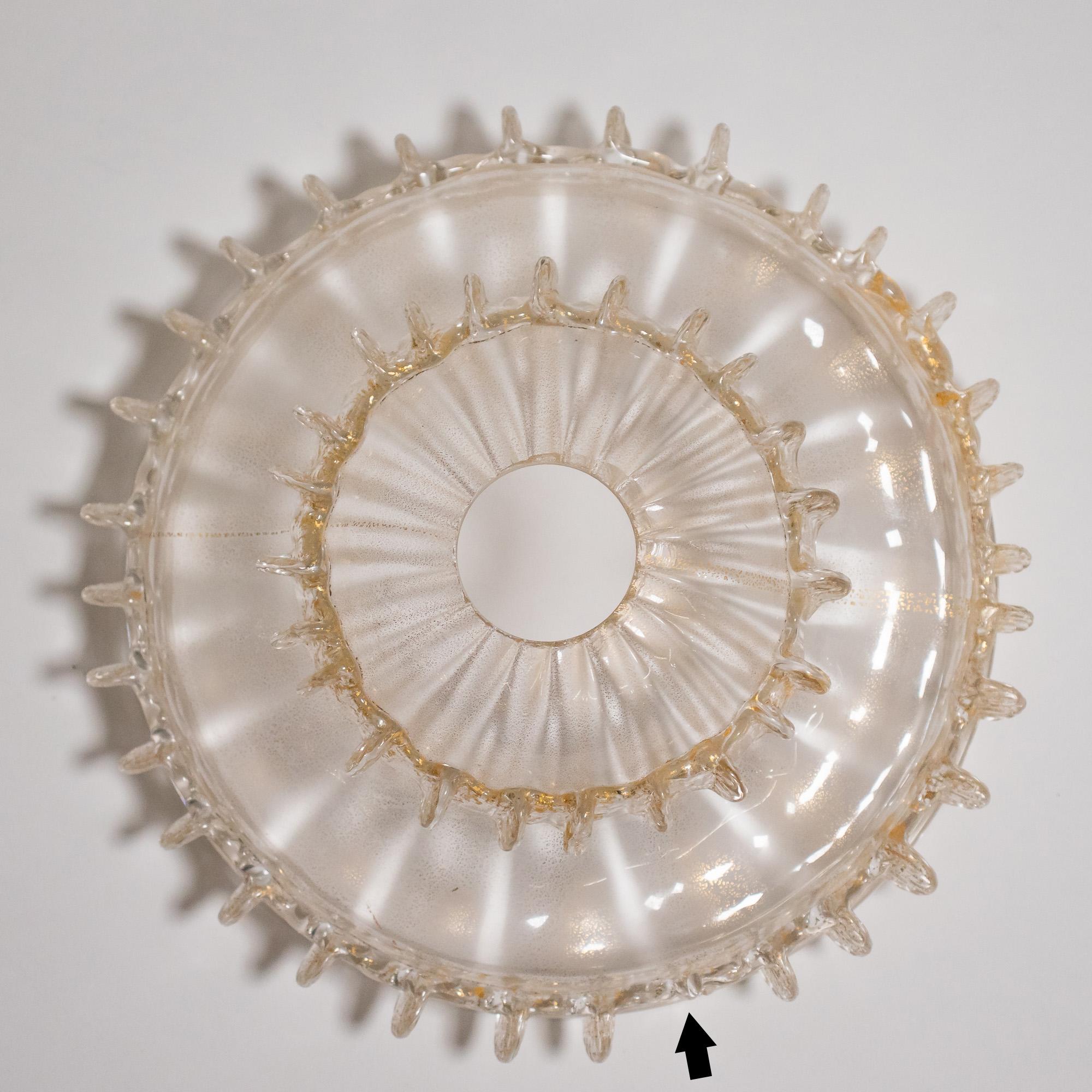 Murano Glass Baroque Style Floral Gold Inflused Five Arm Cristallo Murano Chandelier For Sale