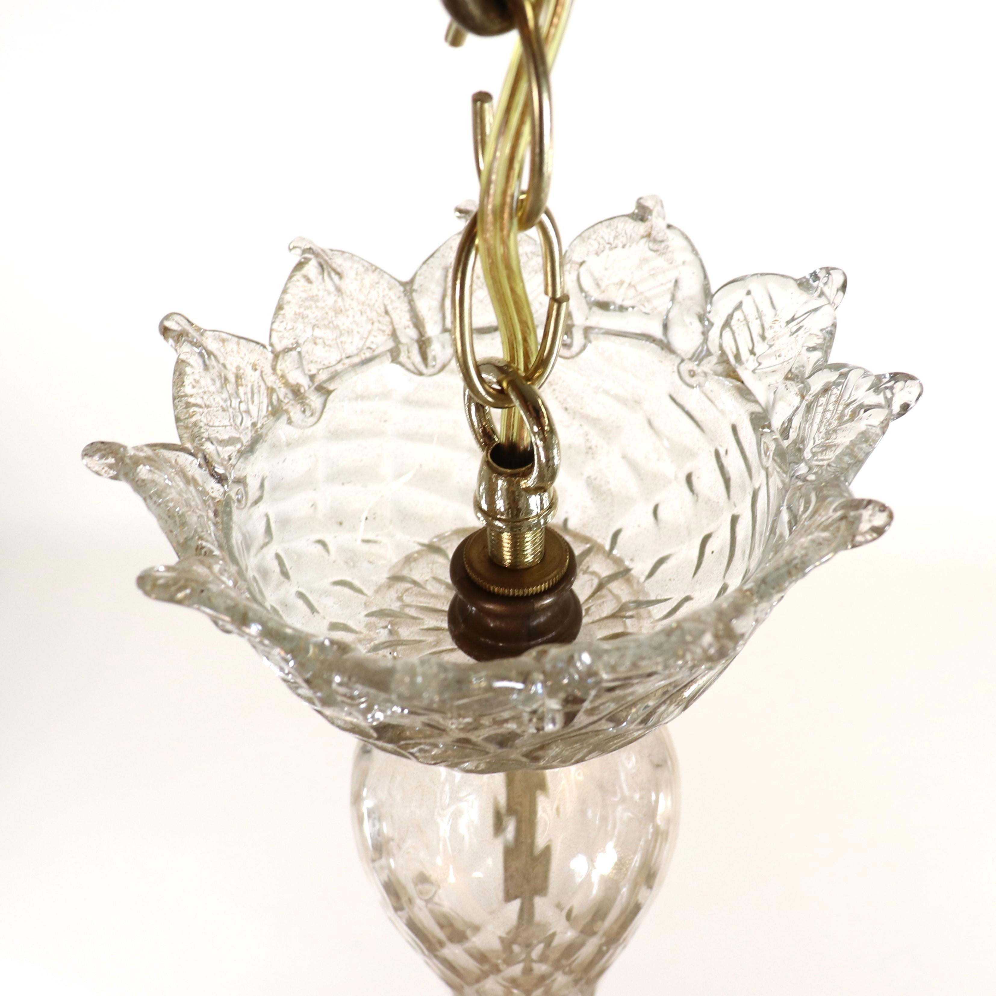 Hand-Crafted  Baroque Style Floral Gold Inflused Five Arm Cristallo Murano Chandelier having  For Sale