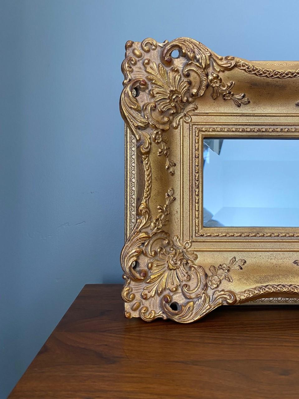 Italian Baroque Style Framed Beveled Accent Mirror For Sale