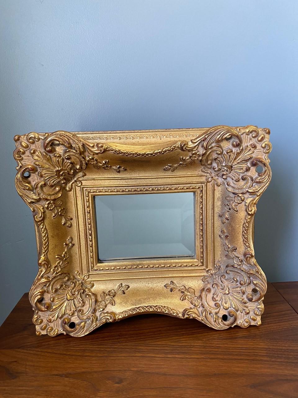 Hand-Crafted Baroque Style Framed Beveled Accent Mirror For Sale