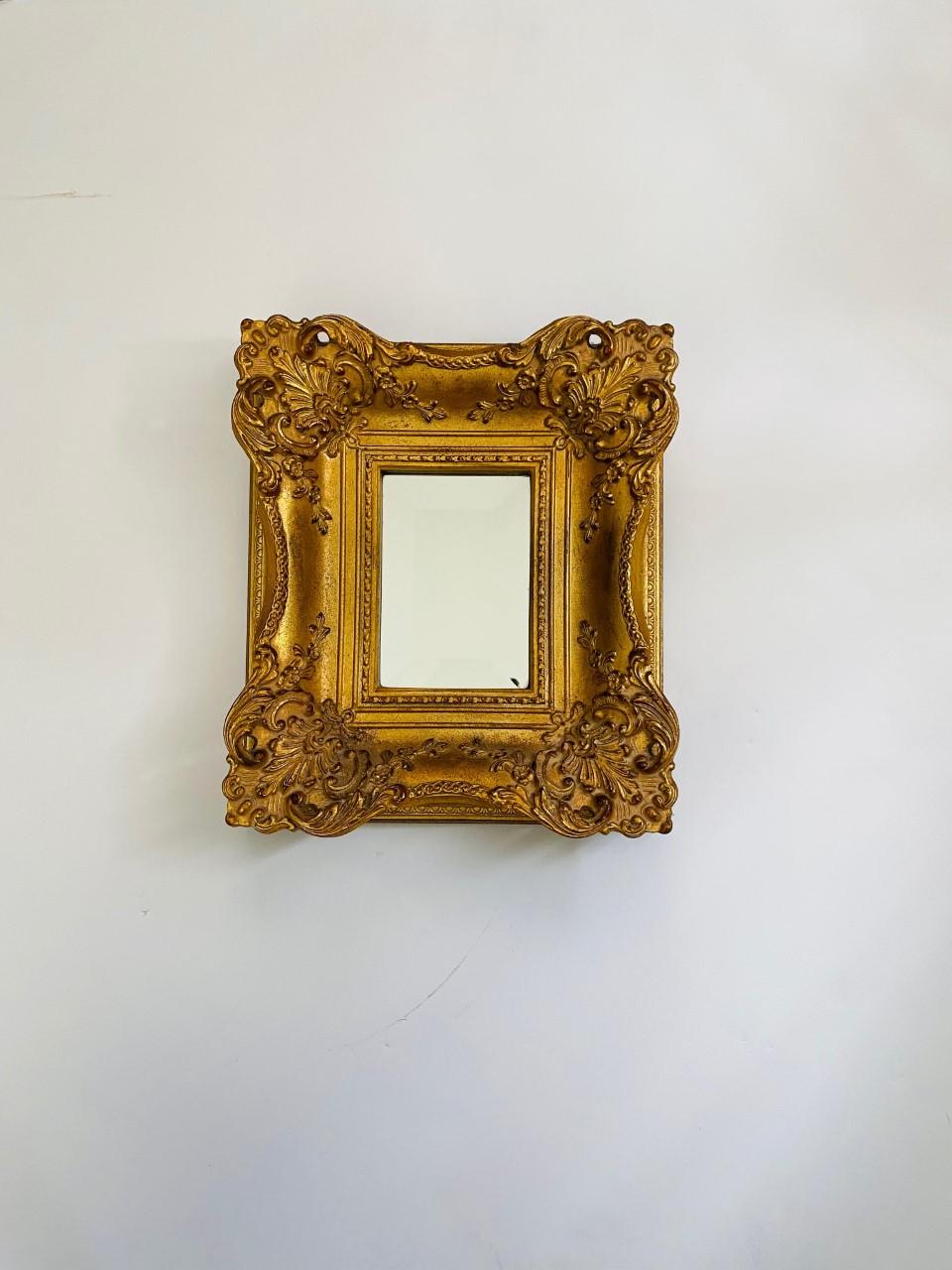 Baroque Style Framed Beveled Accent Mirror In Good Condition For Sale In San Diego, CA
