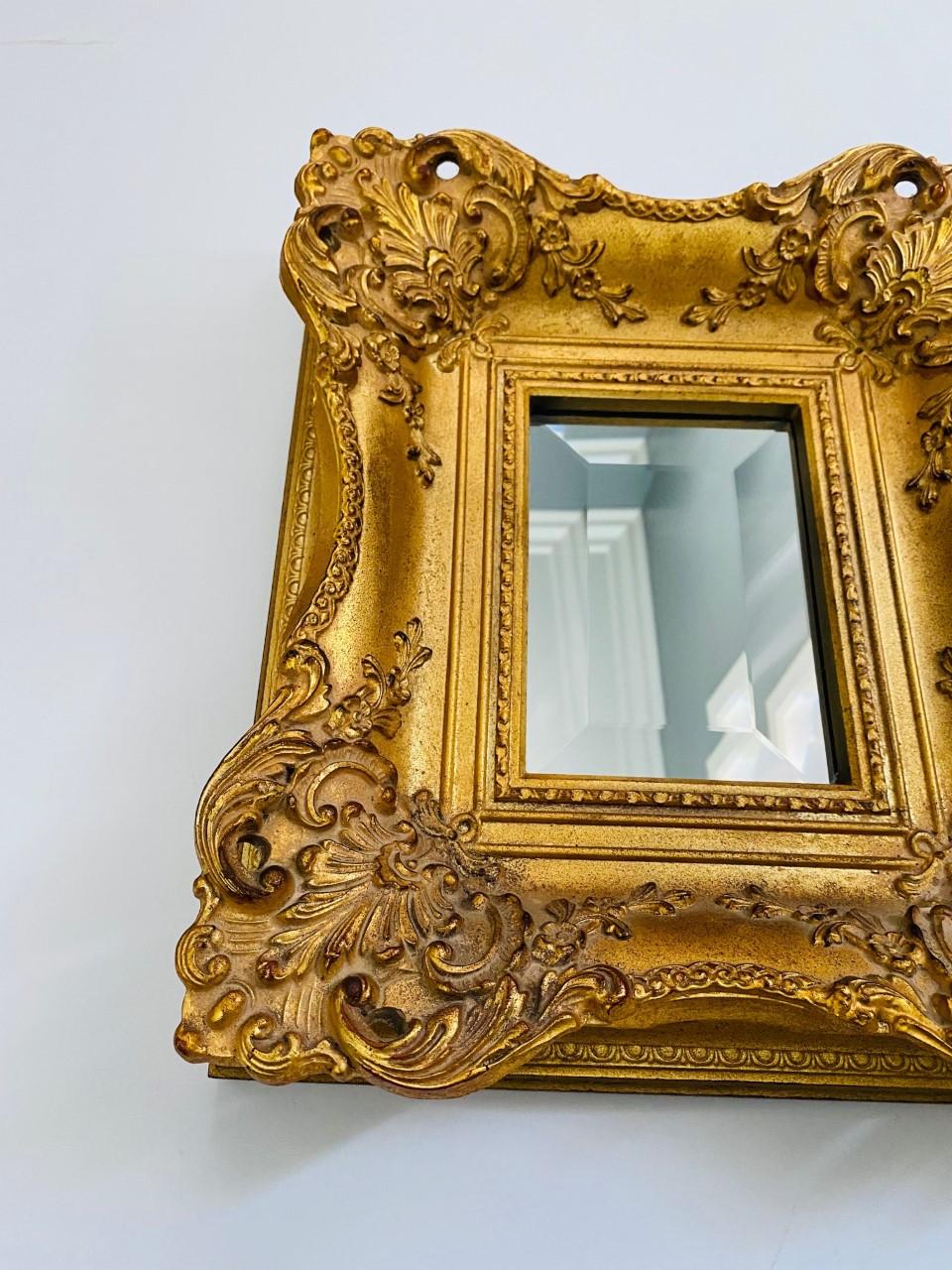 Late 20th Century Baroque Style Framed Beveled Accent Mirror For Sale