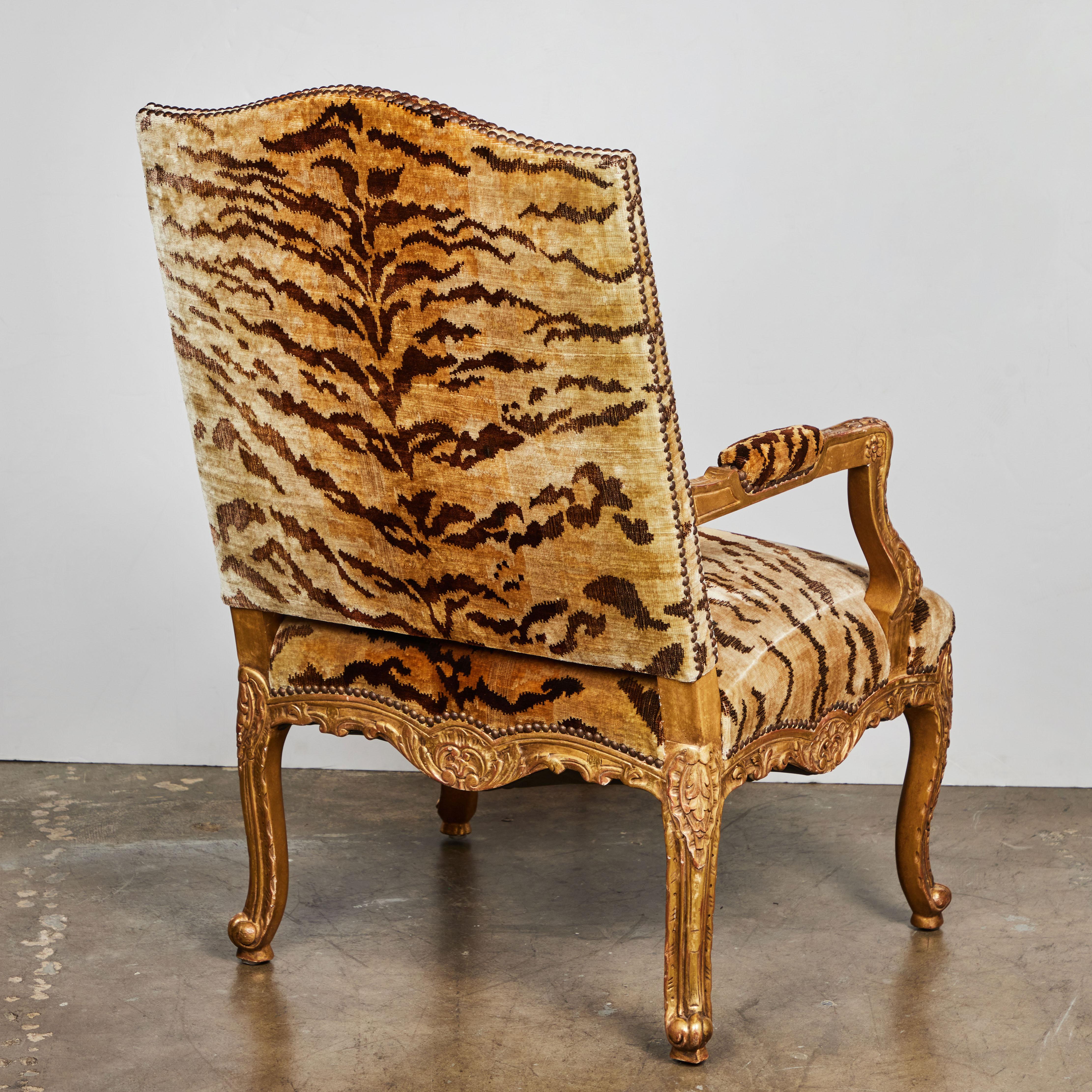 Baroque Style Gilded French Armchair In Good Condition For Sale In Newport Beach, CA
