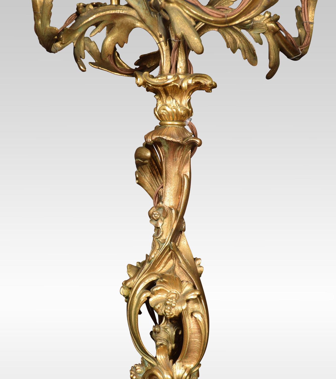 British Baroque Style Gilt Bronze Five-Light Table Lamp