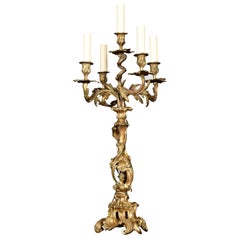 Baroque Style Gilt Bronze Five-Light Table Lamp