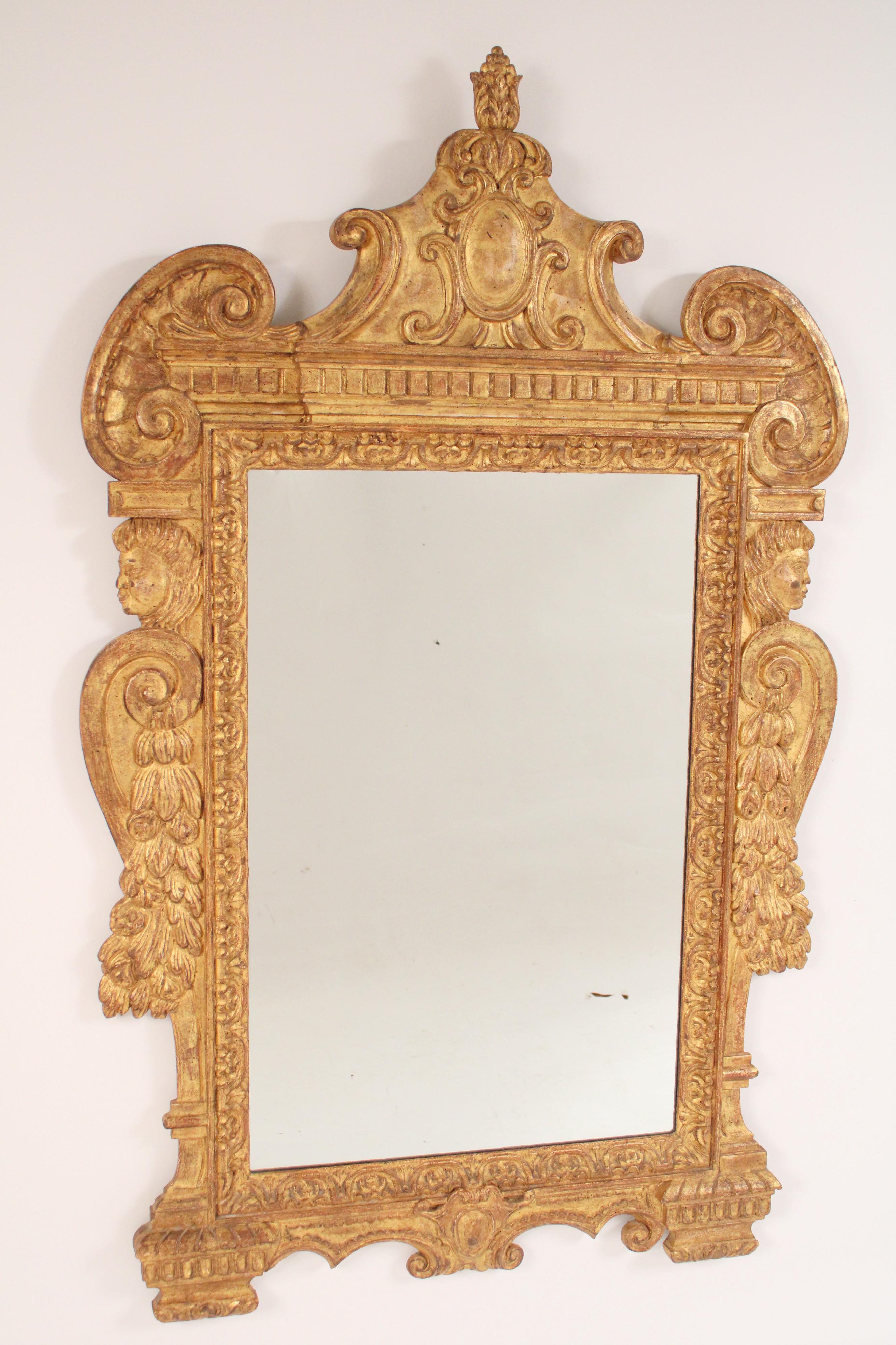 Baroque style gilt wood mirror, mid 20th century.