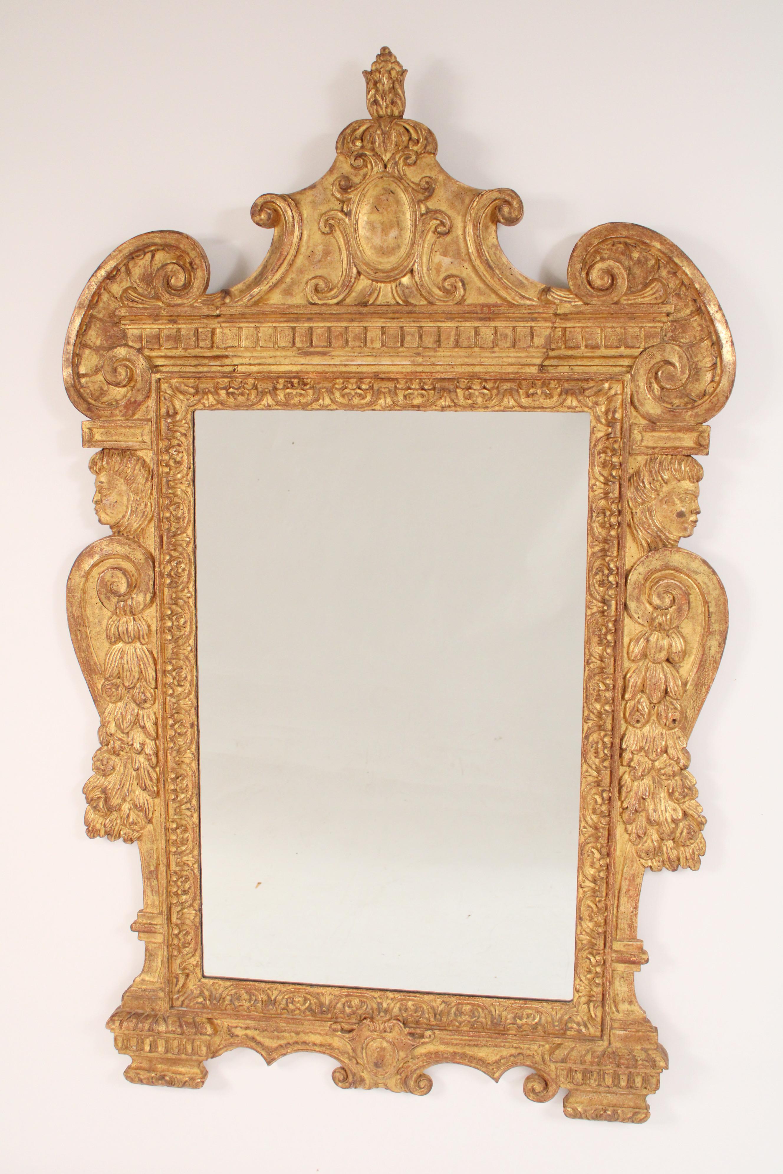 European Baroque style Gilt Wood Mirror For Sale