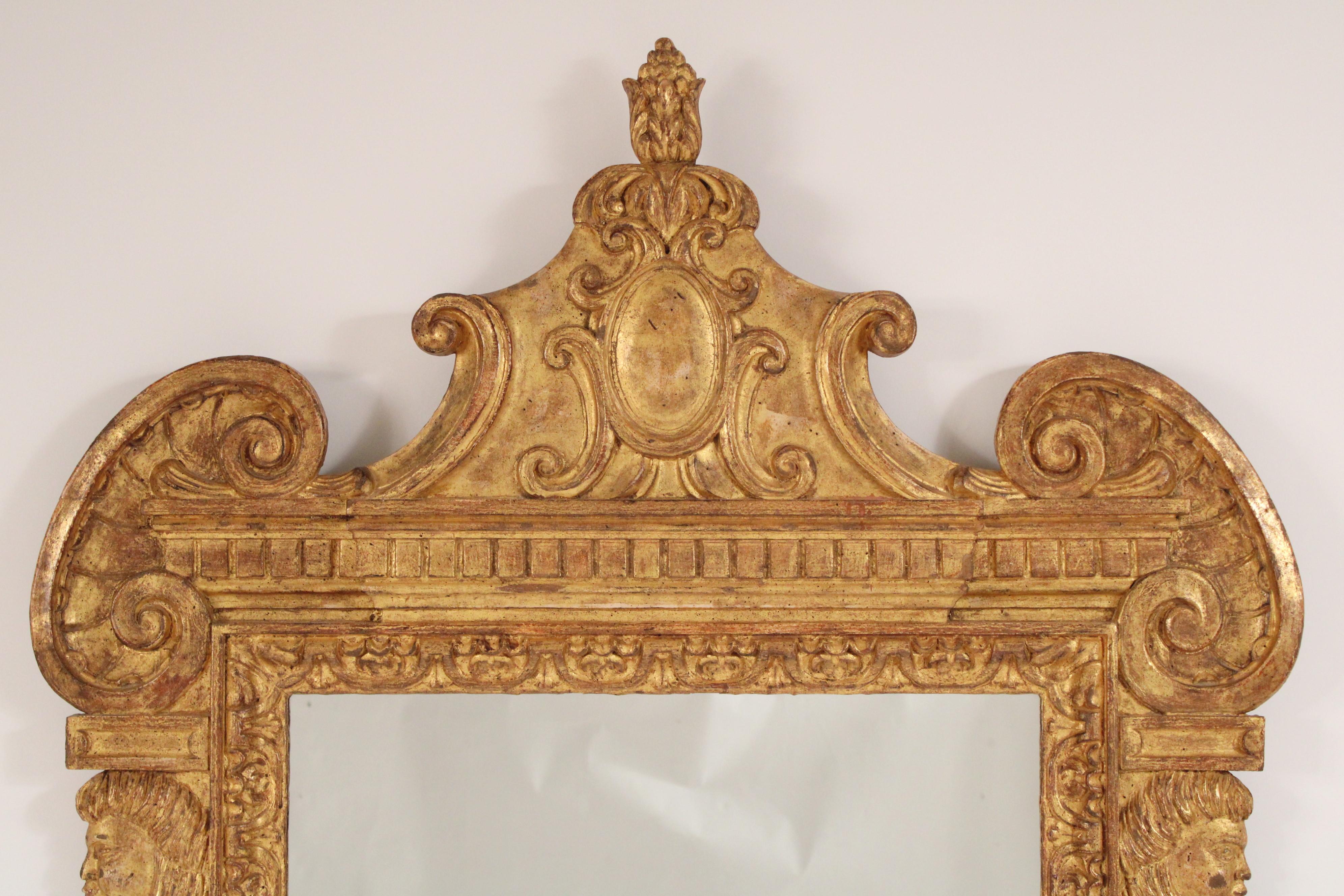 Baroque style Gilt Wood Mirror In Good Condition For Sale In Laguna Beach, CA