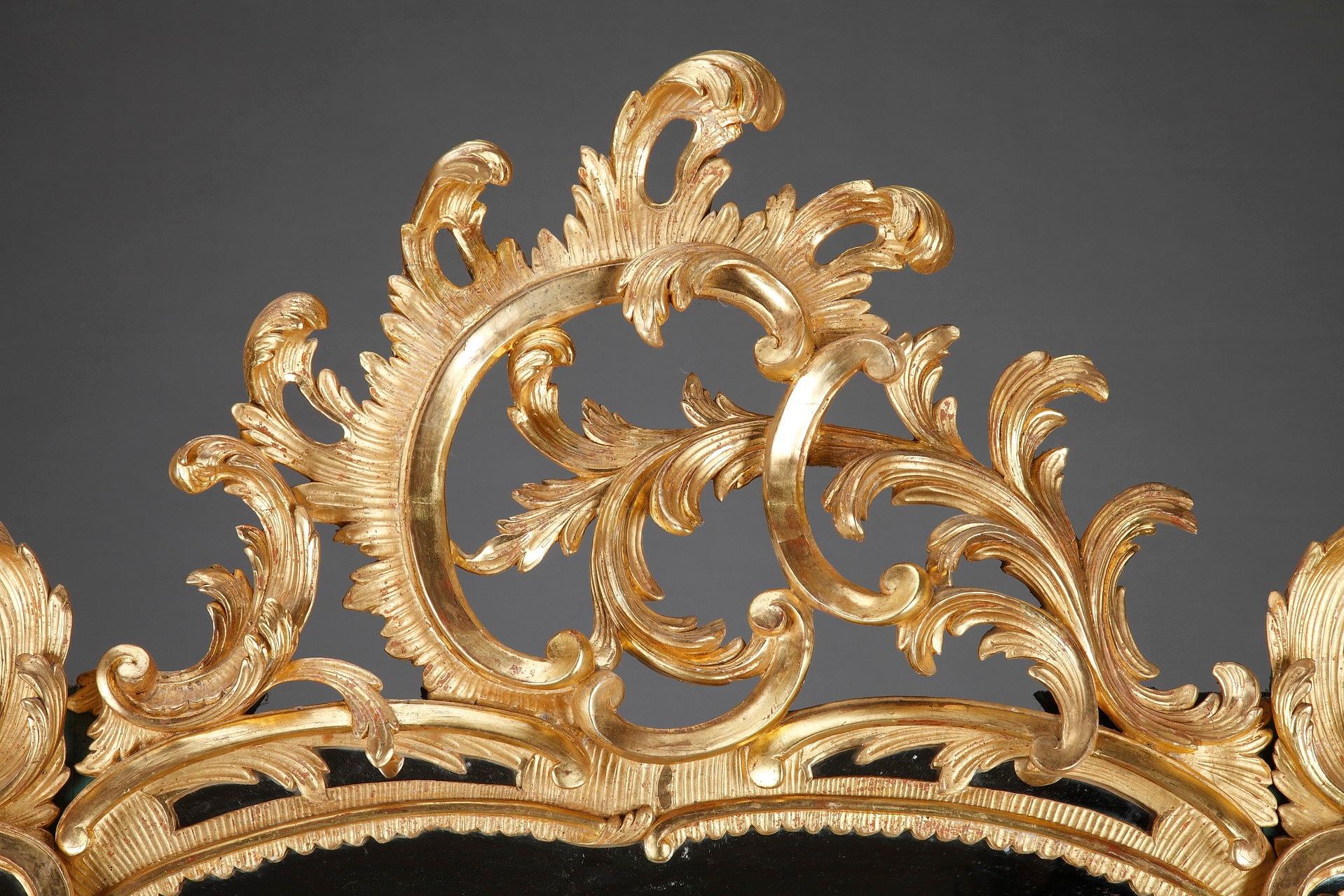 French Baroque Style Giltwood Mirror For Sale