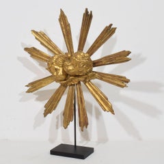 Baroque Style Giltwood Sunburst with Angelheads, Italy, Circa 1880-1900