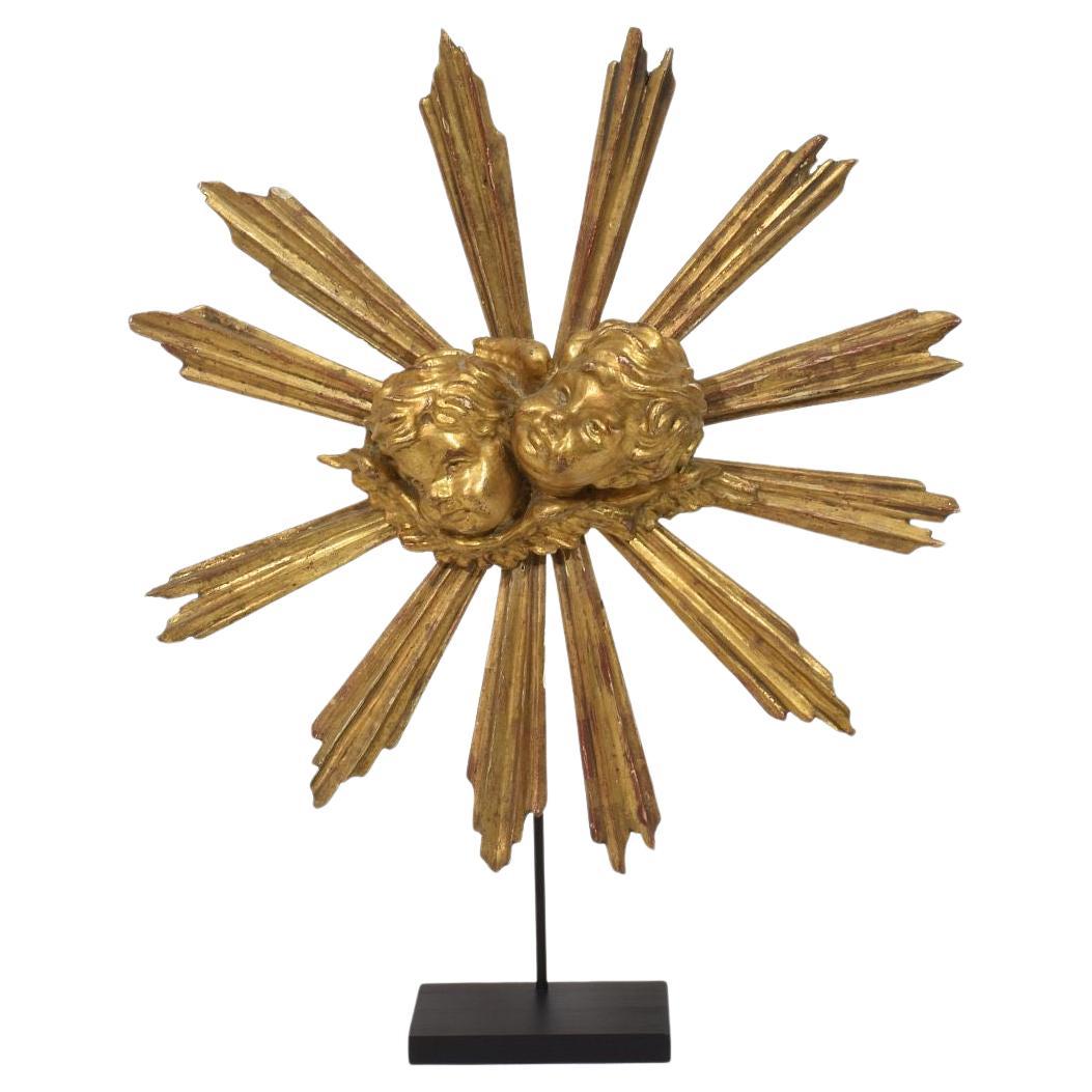 Baroque Style Giltwood Sunburst with Angelheads, Italy, Circa 1880-1900 For Sale