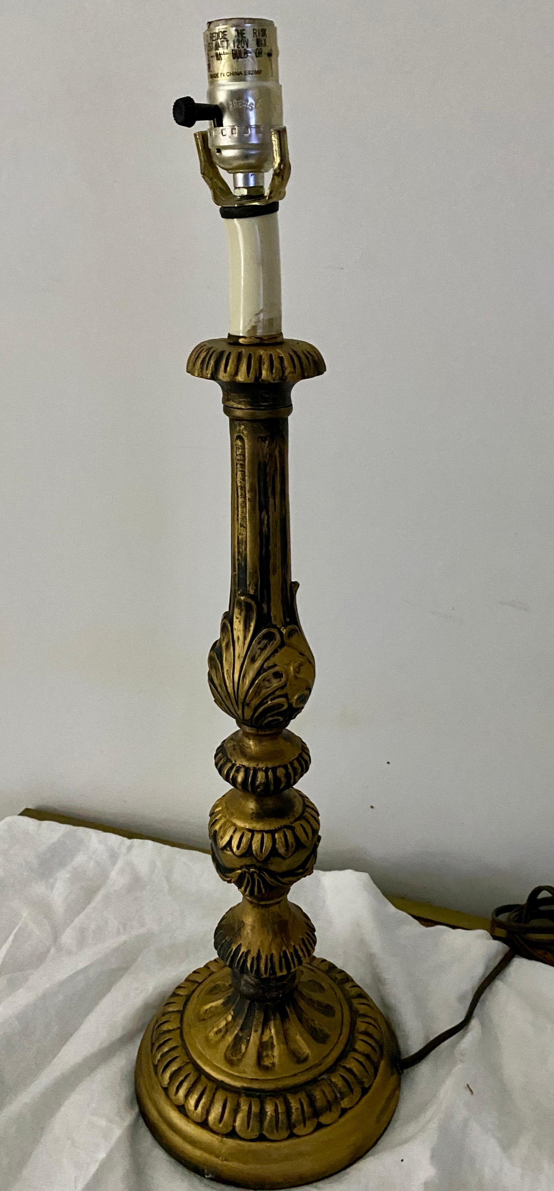 American Baroque Style Giltwood Table Lamp For Sale
