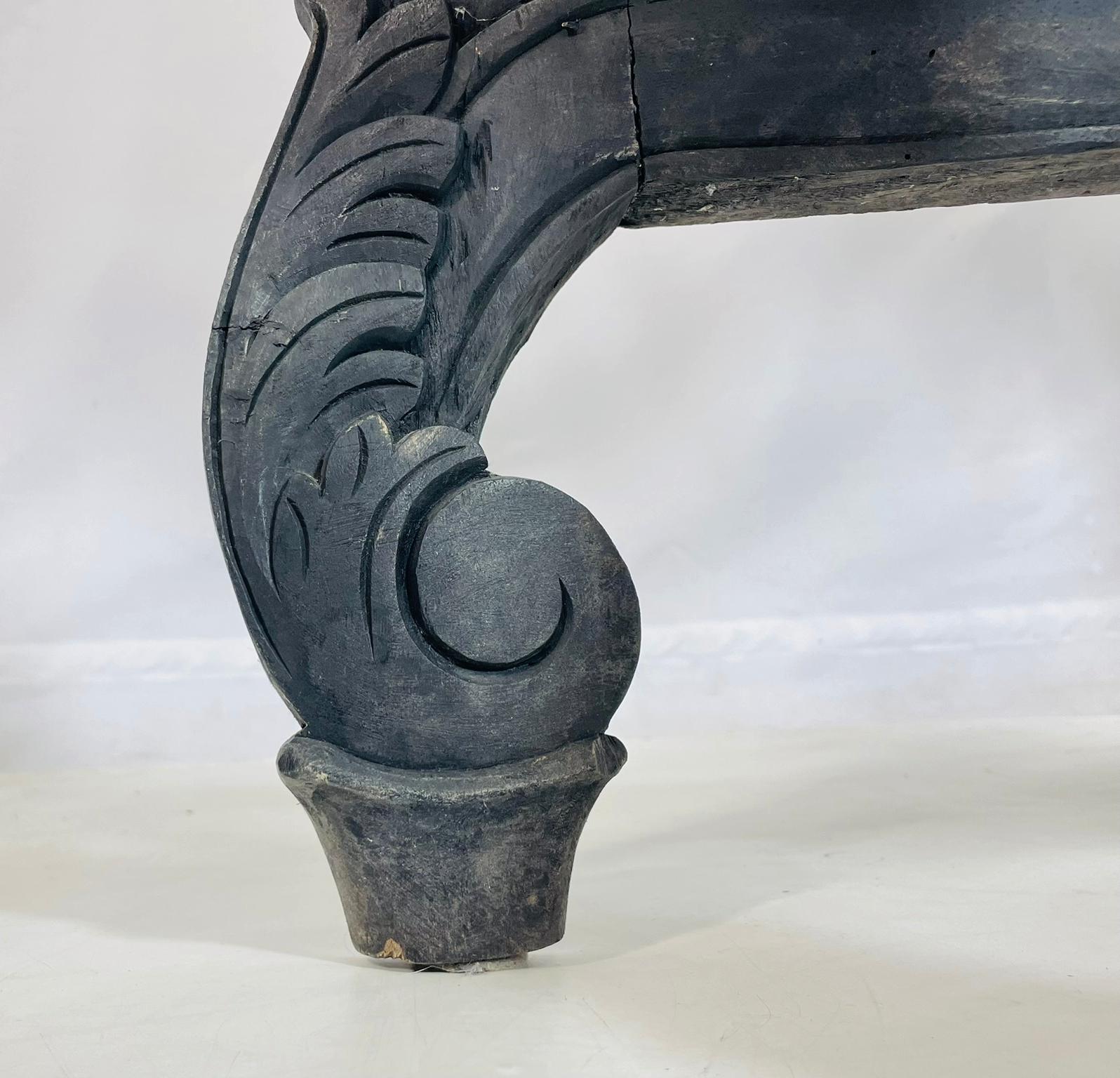 Baroque-Style Hand-Carved Console Table with Floral Details For Sale 9
