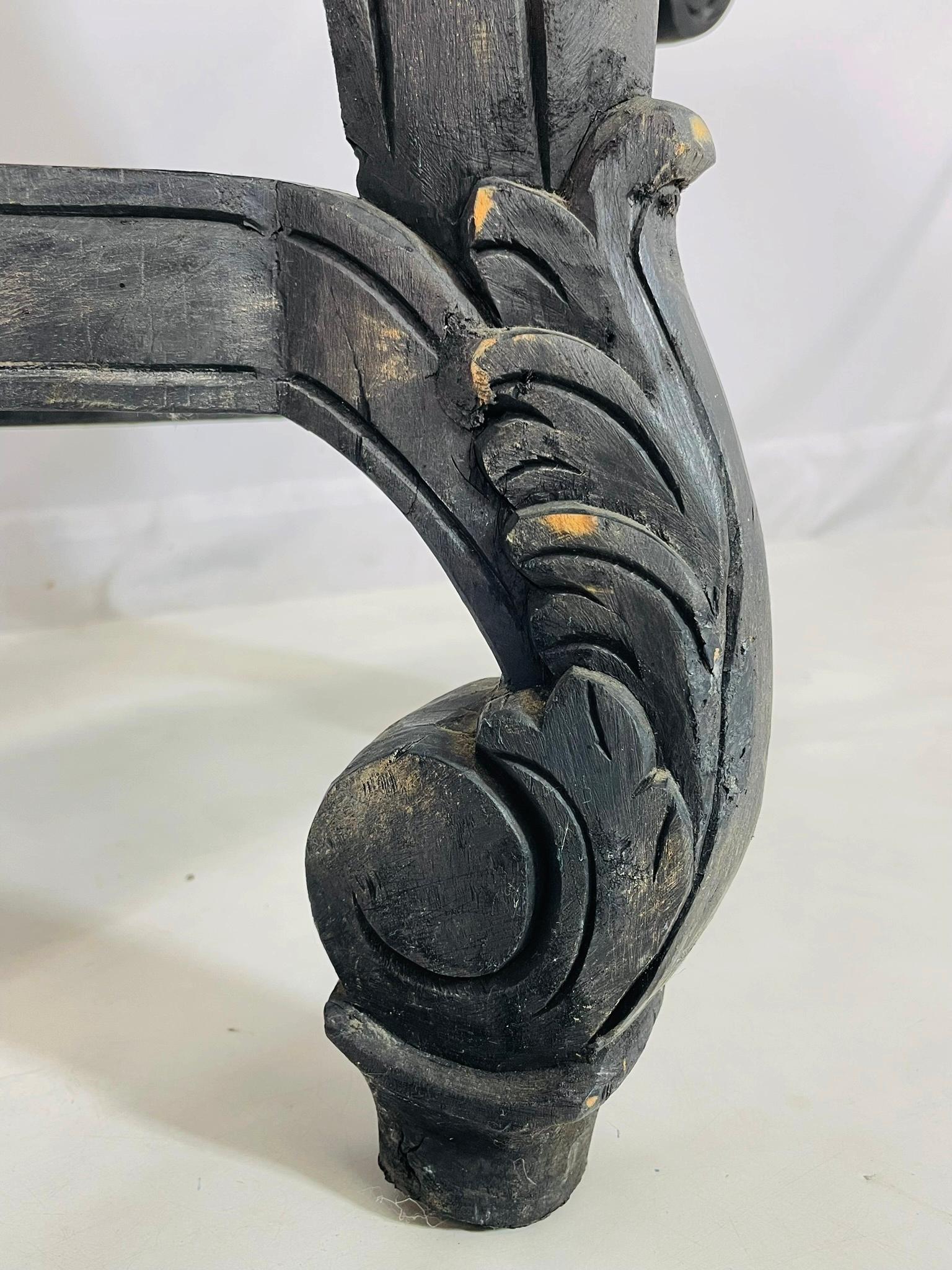 Baroque-Style Hand-Carved Console Table with Floral Details For Sale 10