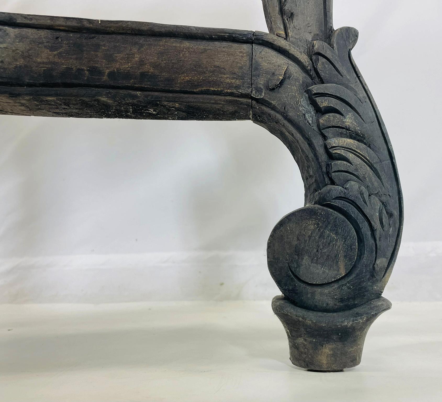 Baroque-Style Hand-Carved Console Table with Floral Details For Sale 11