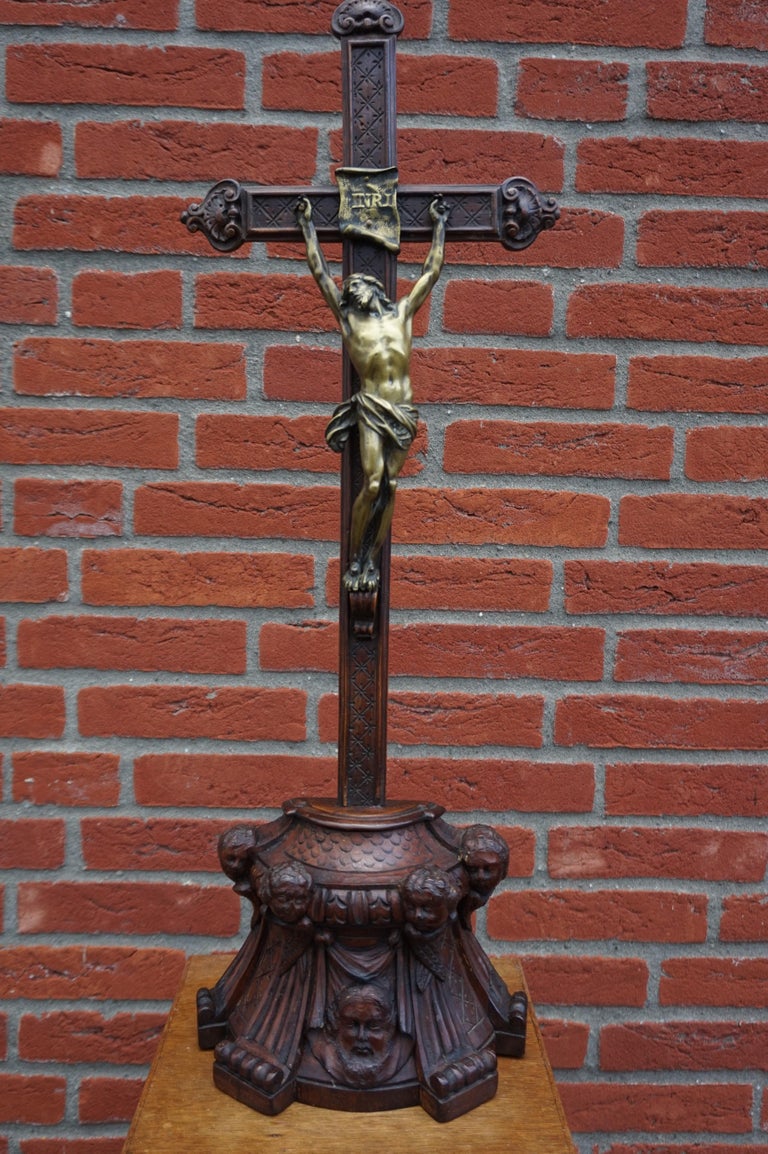 Baroque Style Hand Carved Wooden Crucifix with Stunning Bronze Corpus ...