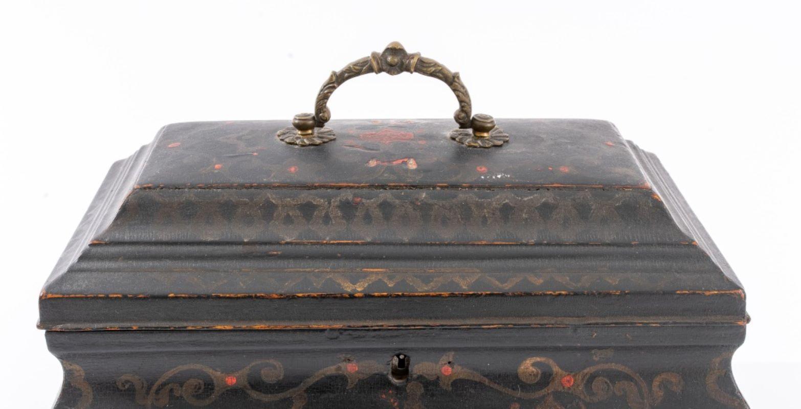 Chinoiserie Baroque Style Japanned Tea Caddy, Late 19th Century For Sale