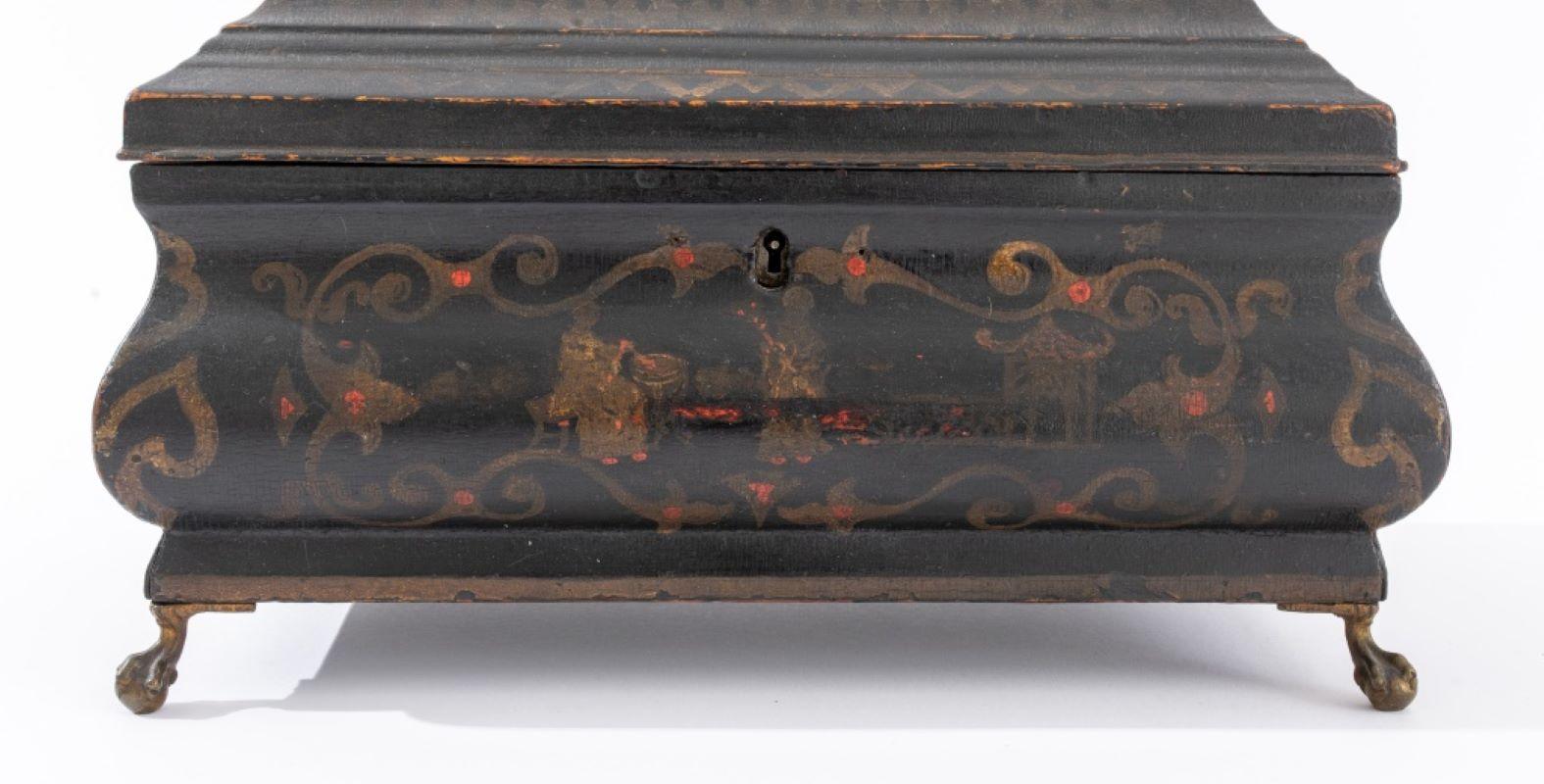 Baroque Style Japanned Tea Caddy, Late 19th Century In Good Condition For Sale In New York, NY