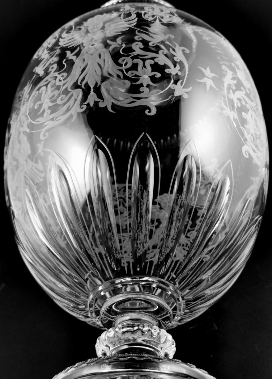 Baroque Style Large Italian Crystal Vase With Grotesque Engravings For Sale 6