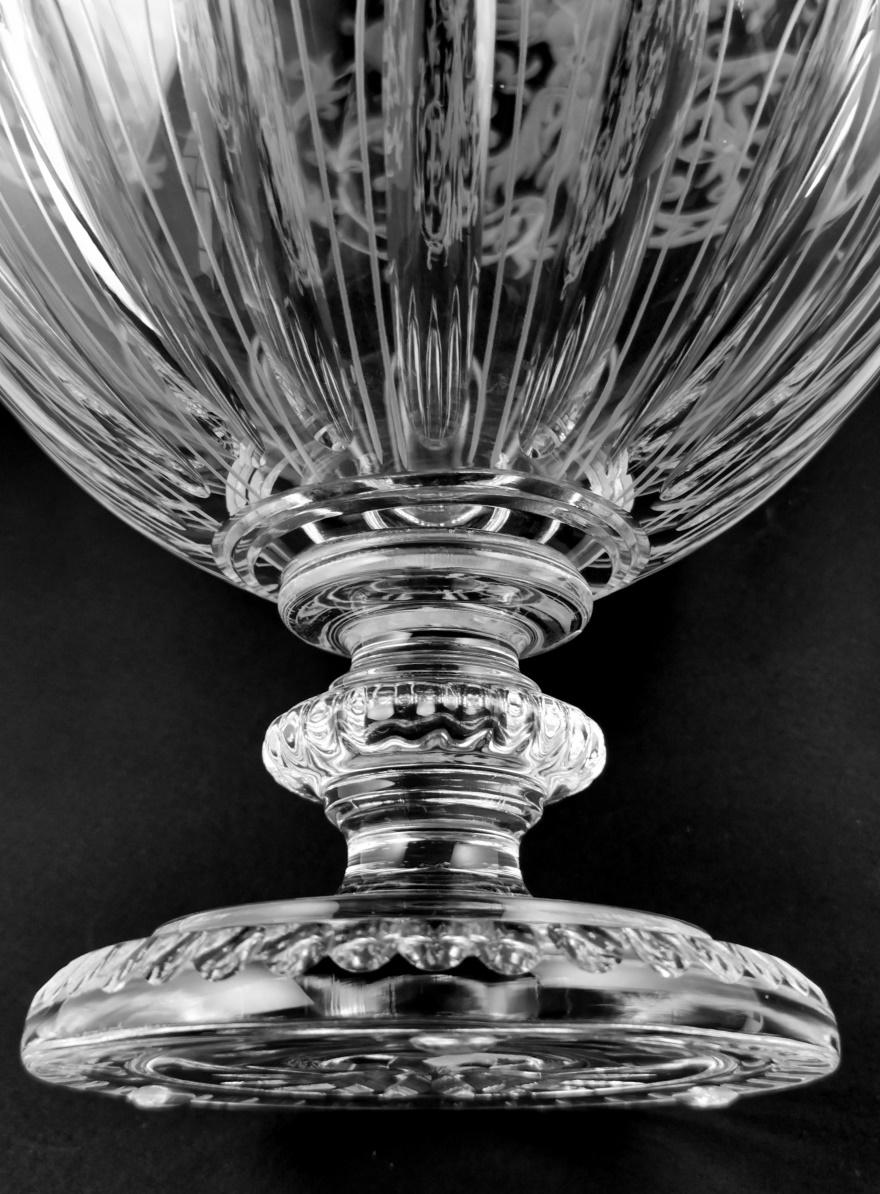 Baroque Style Large Italian Crystal Vase With Grotesque Engravings For Sale 7