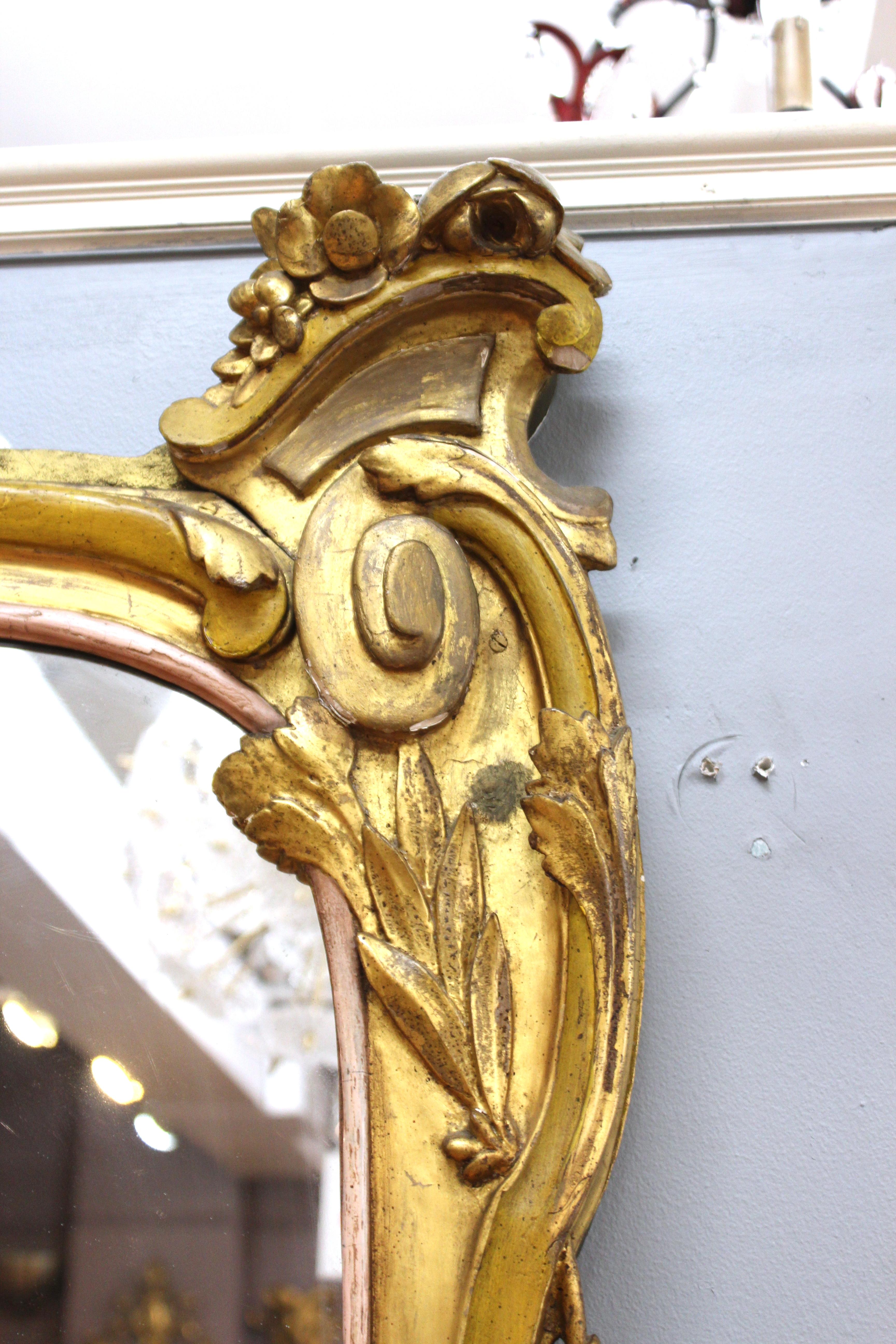 19th Century Baroque Style Monumental Carved Giltwood Mirror