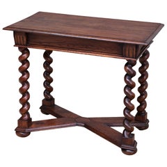 Baroque Style Oak Console Table with Twist Legs, Sweden, Late 19th Century