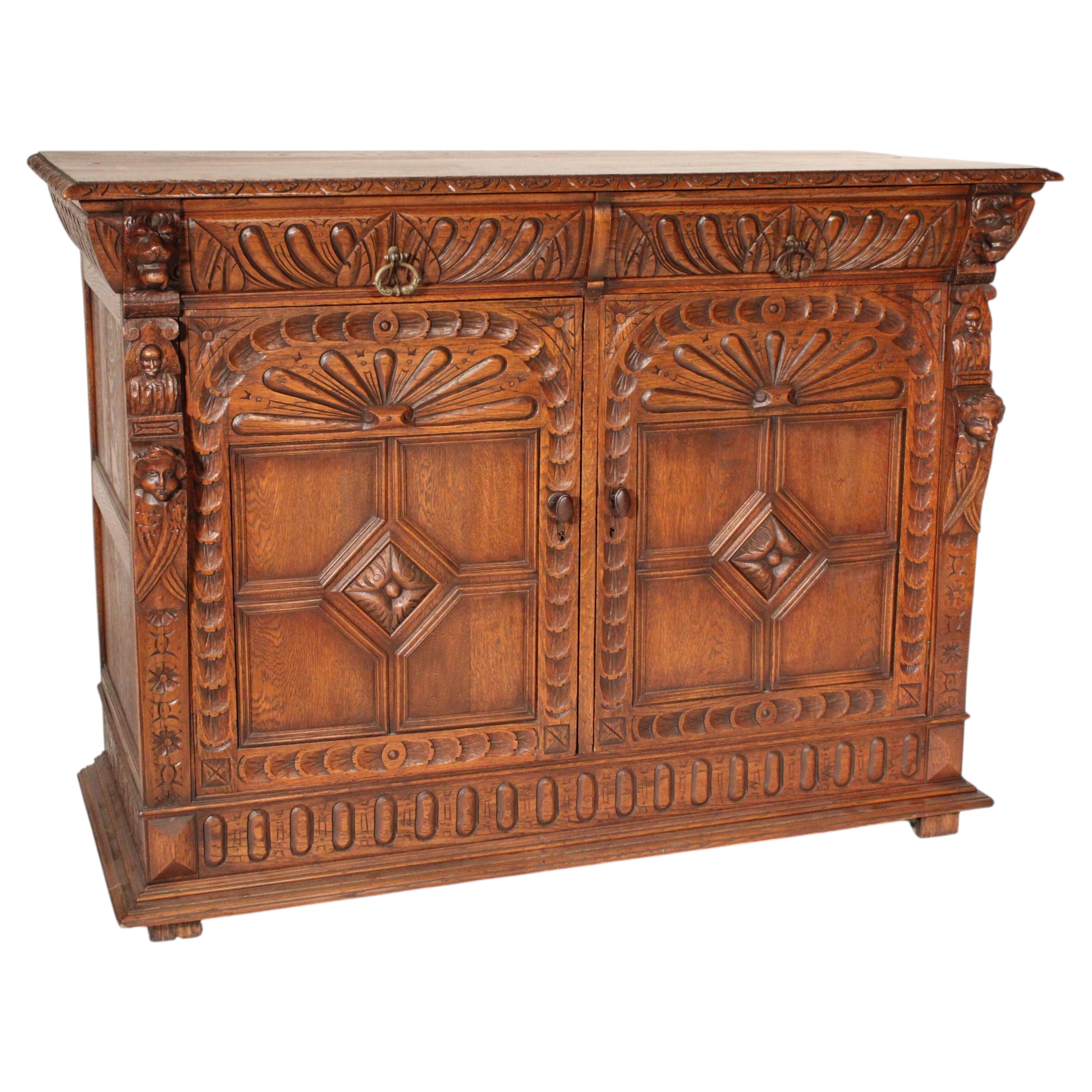Baroque Style Oak Sideboard