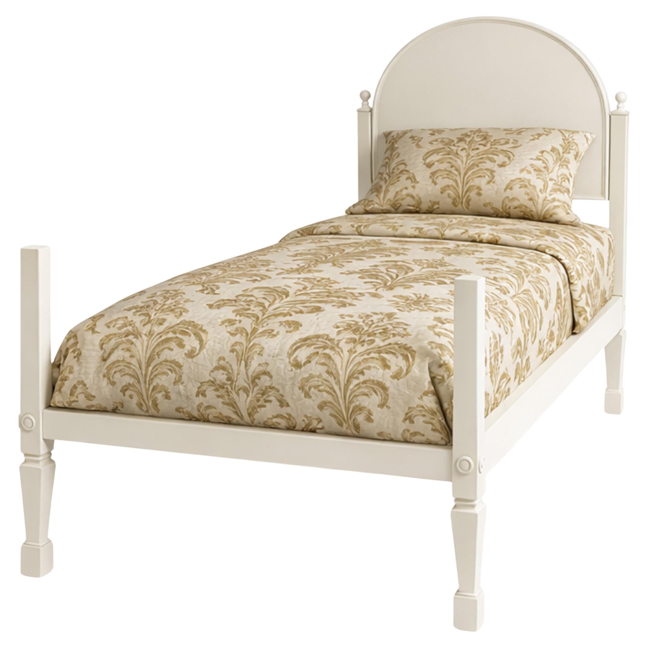 Baroque Style Off White Lacquer Walnut Bed, Late 19th Century