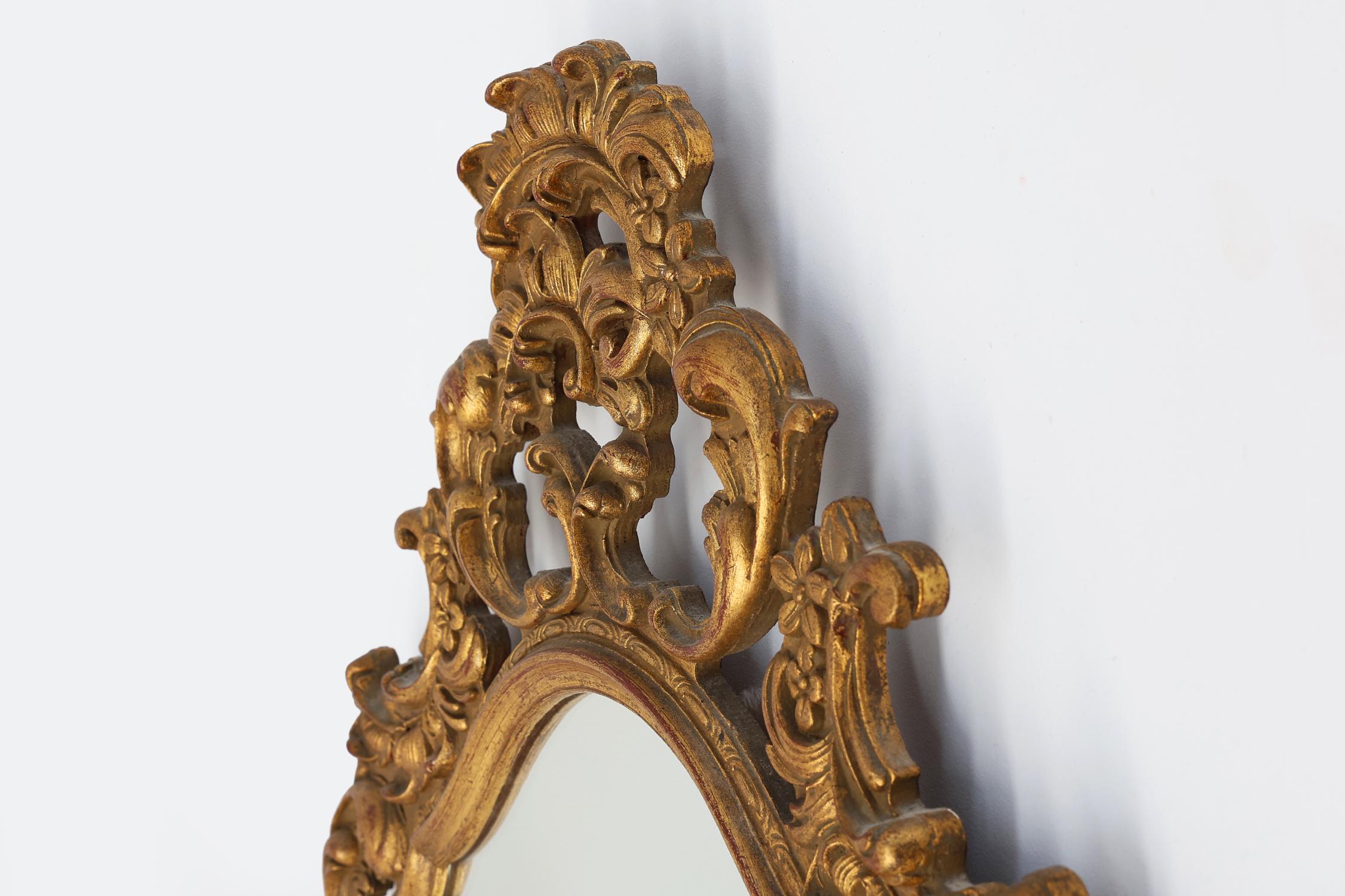 Mirror Baroque style oval wall mirror in gilded wood, France For Sale
