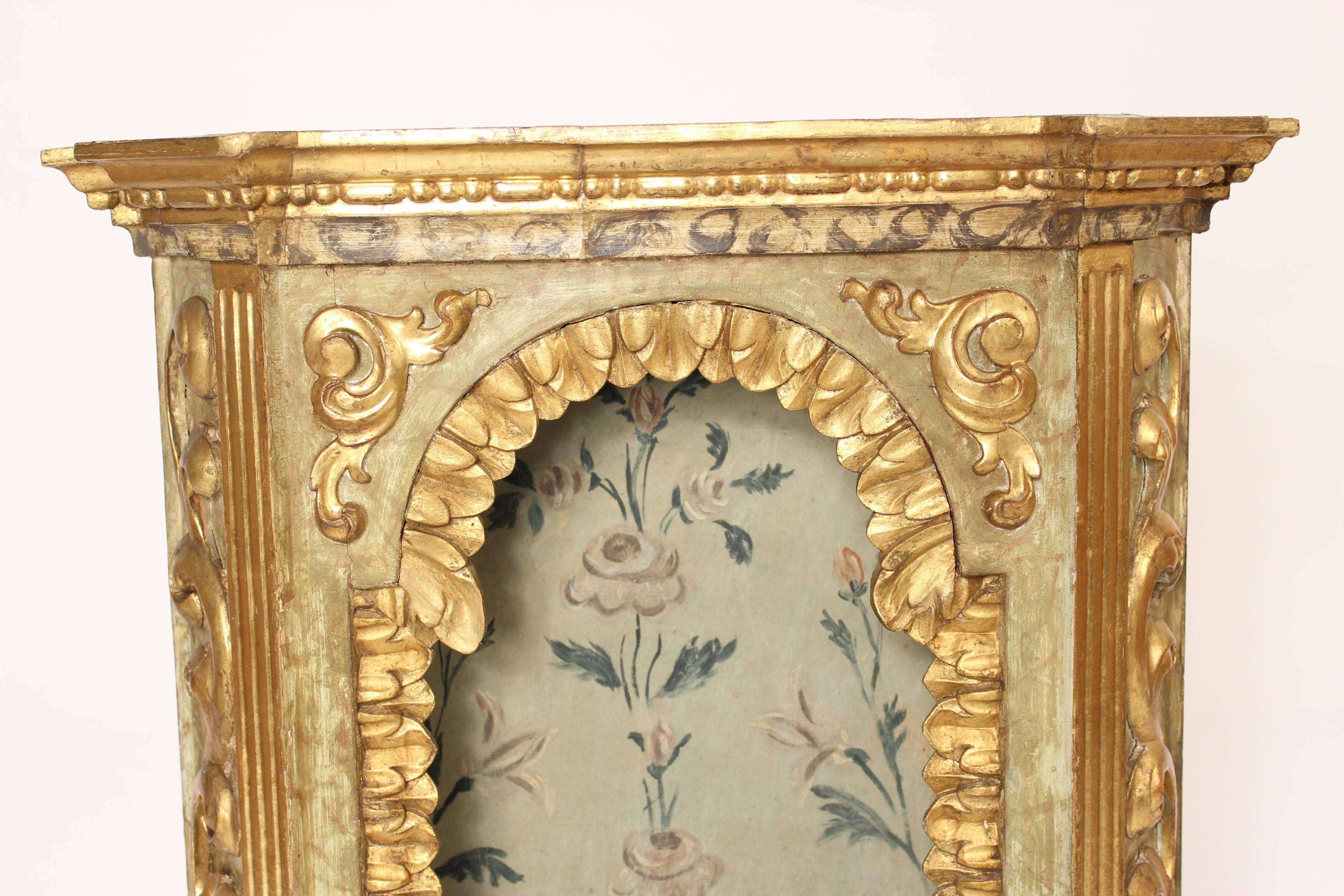 Italian Baroque Style Painted and Partial Gilt Niche Cabinet