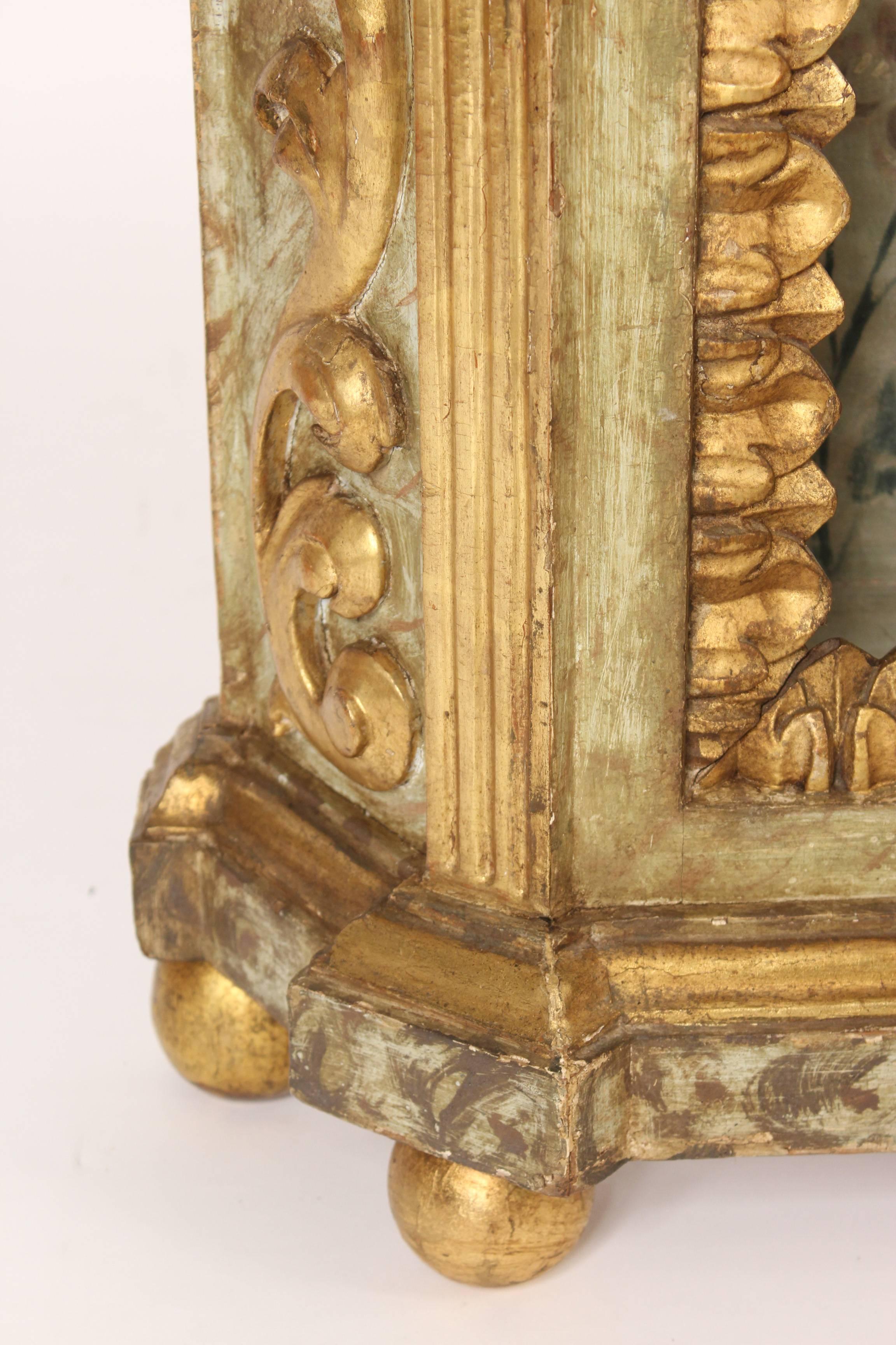 19th Century Baroque Style Painted and Partial Gilt Niche Cabinet