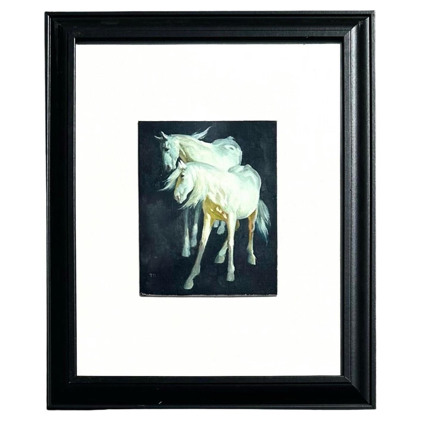 Baroque Style Painting of Two Horses For Sale