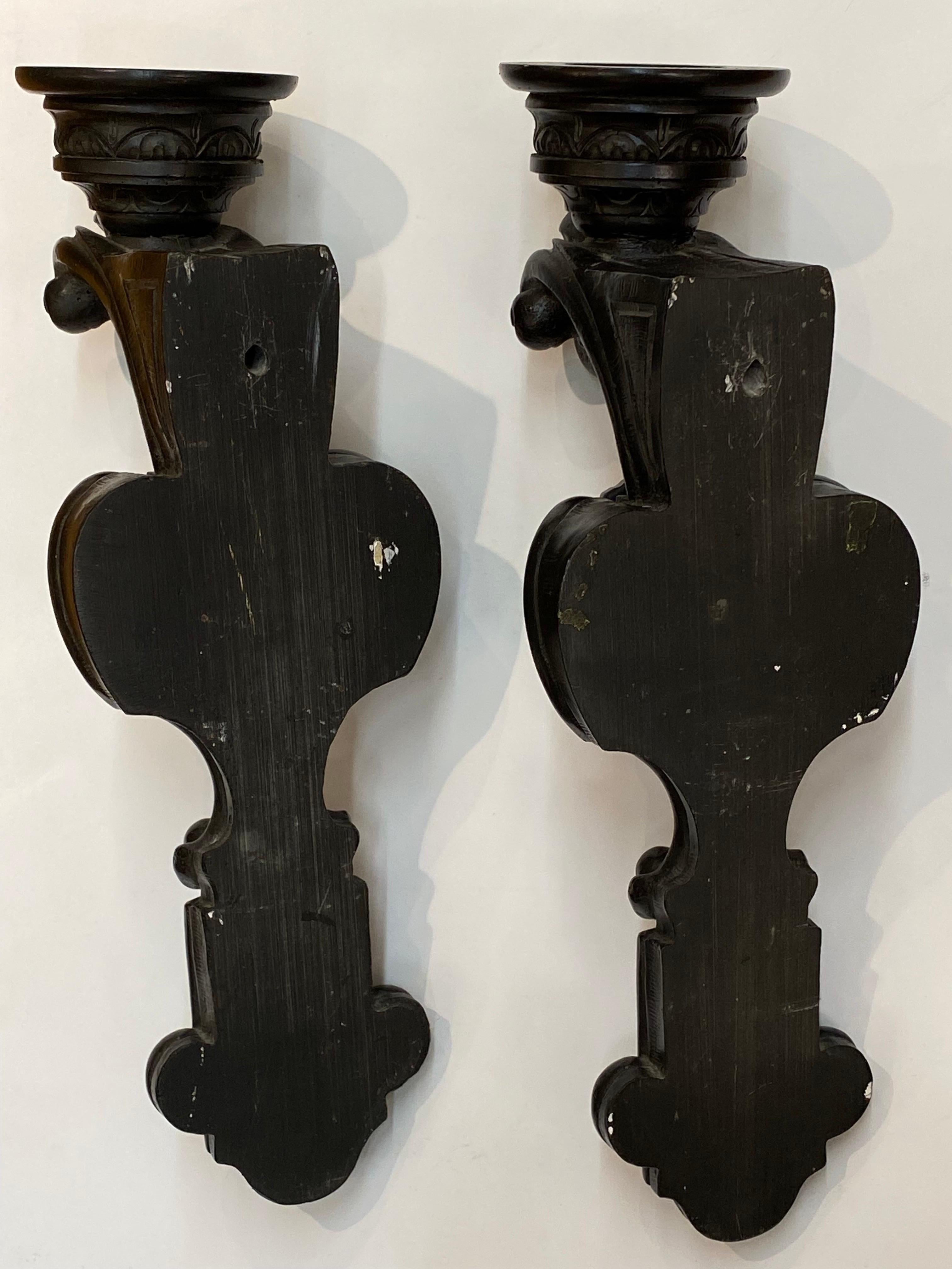 Baroque Style Pair of Candle Holder Sconces For Sale 7