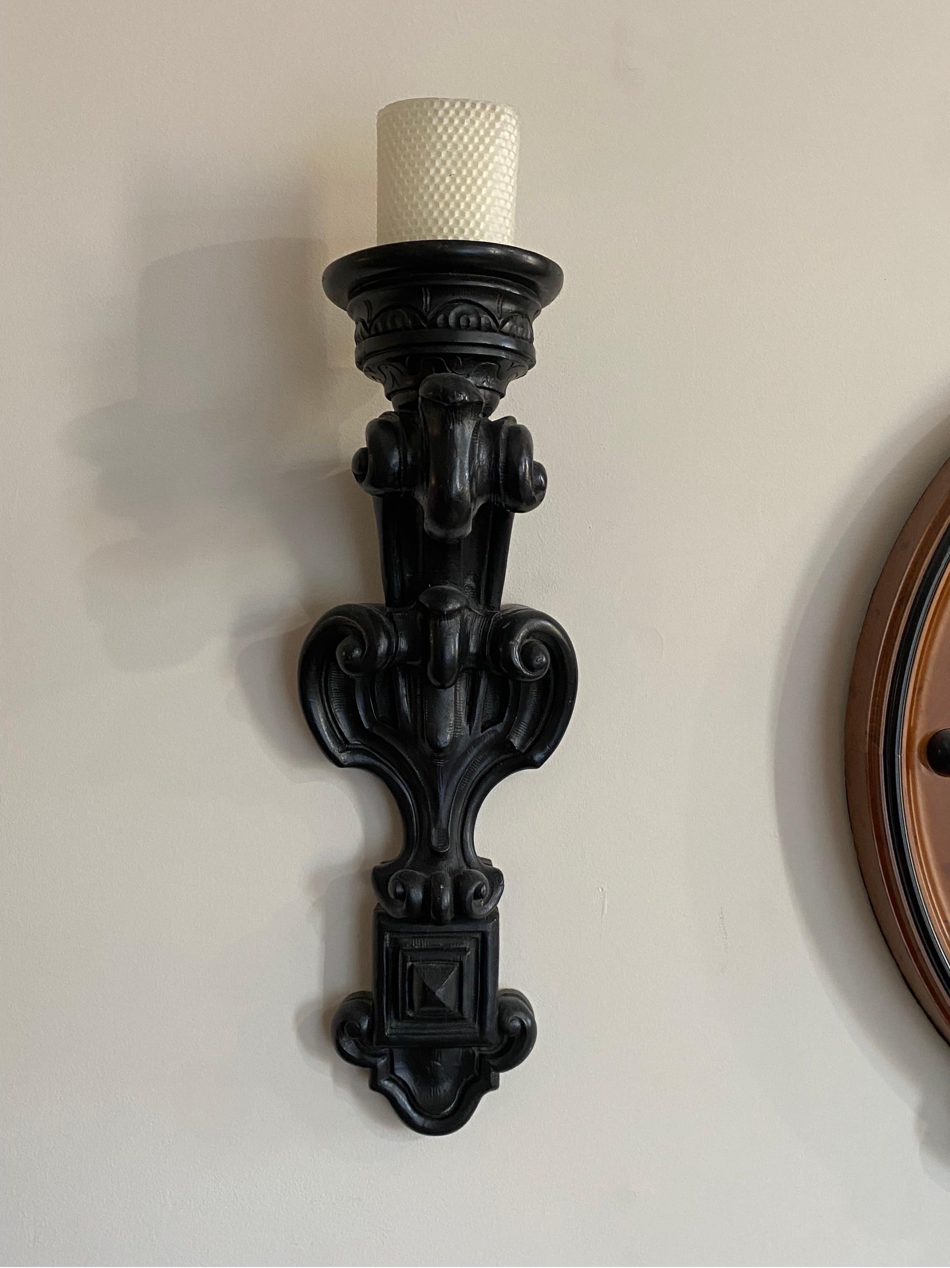 Baroque Style Pair of Candle Holder Sconces For Sale 9