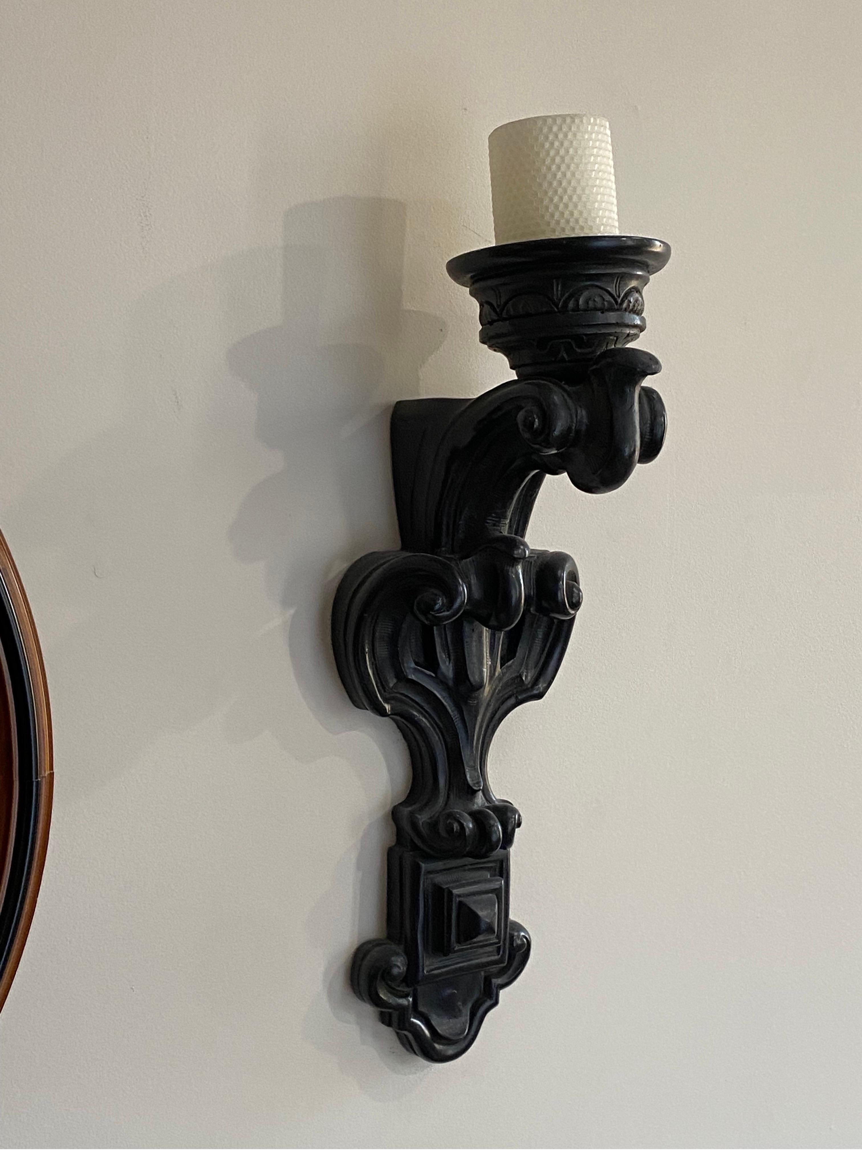 Baroque Style Pair of Candle Holder Sconces For Sale 11